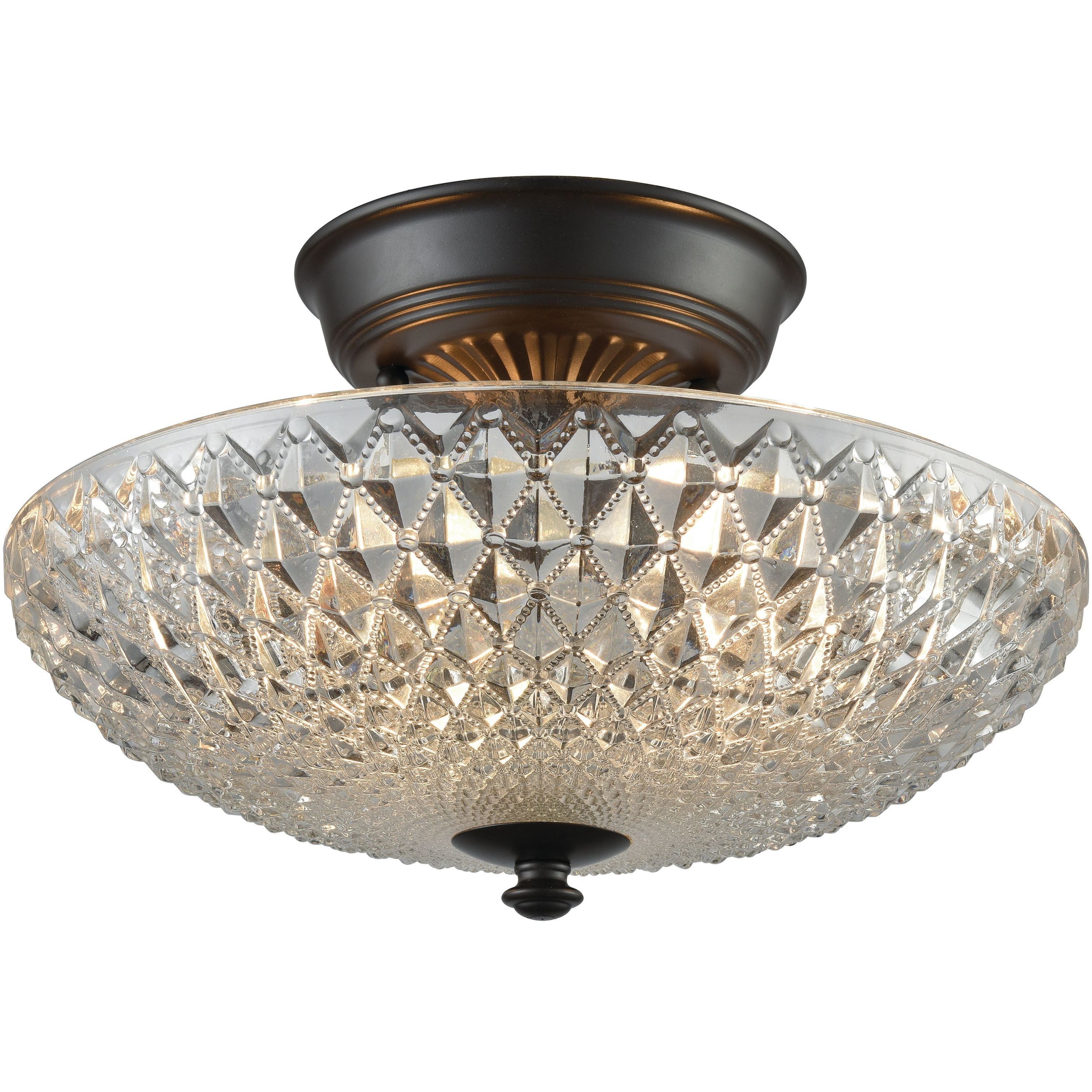 Sweetwater 2 Light 12 inch Oil Rubbed Bronze Semi Flush Mount Ceiling Light