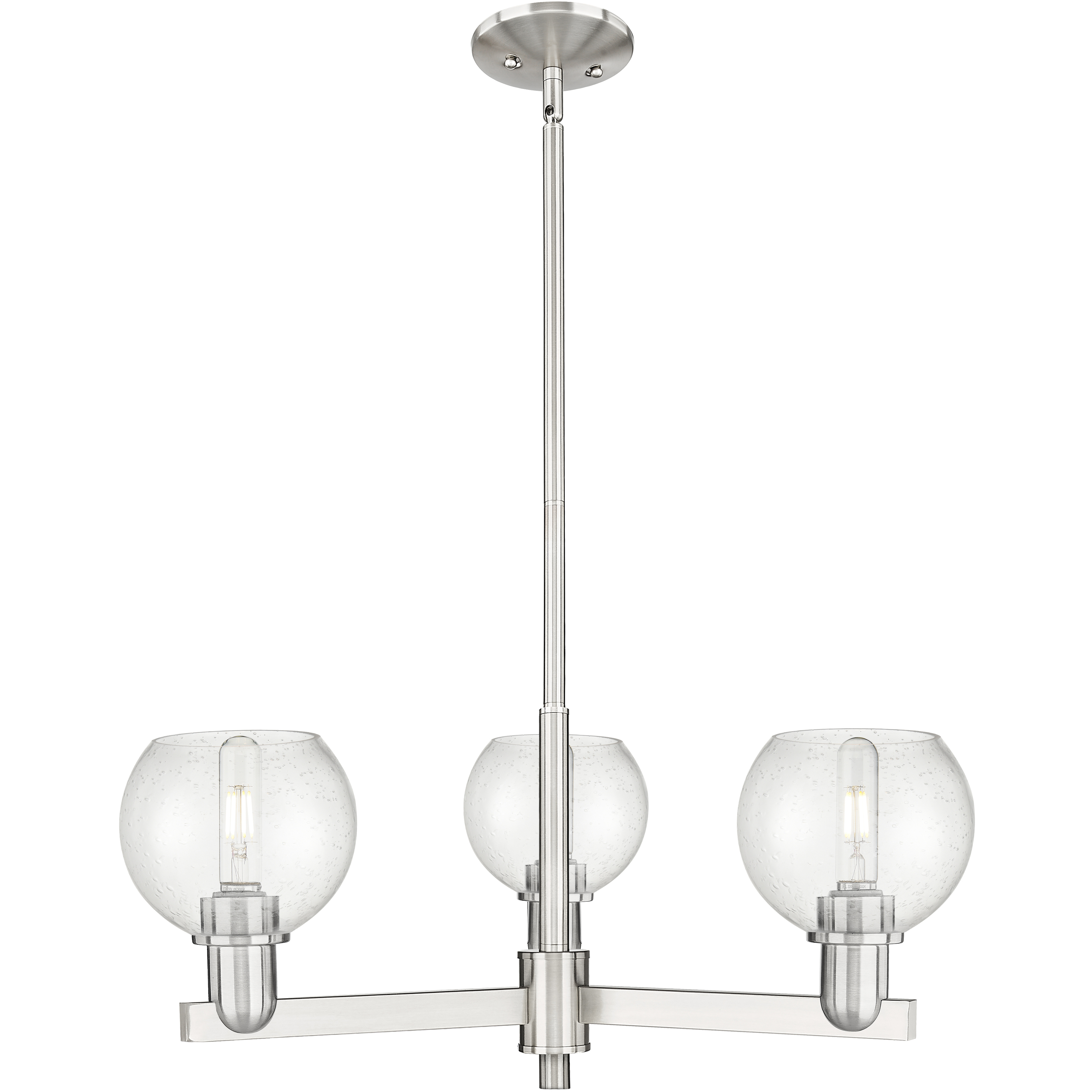Arcadia Athens 3 Light 27.63 inch Satin Nickel Chandelier Ceiling Light in Seedy