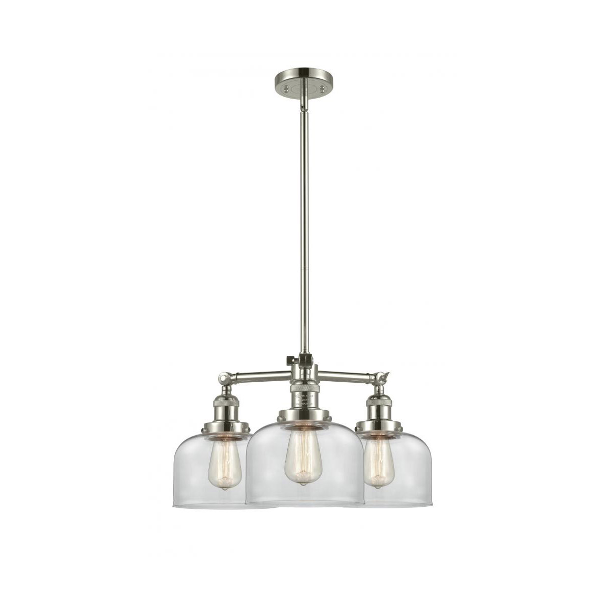 Franklin Restoration Large Bell LED 22 inch Polished Nickel Chandelier Ceiling Light in Clear Glass, Franklin Restoration