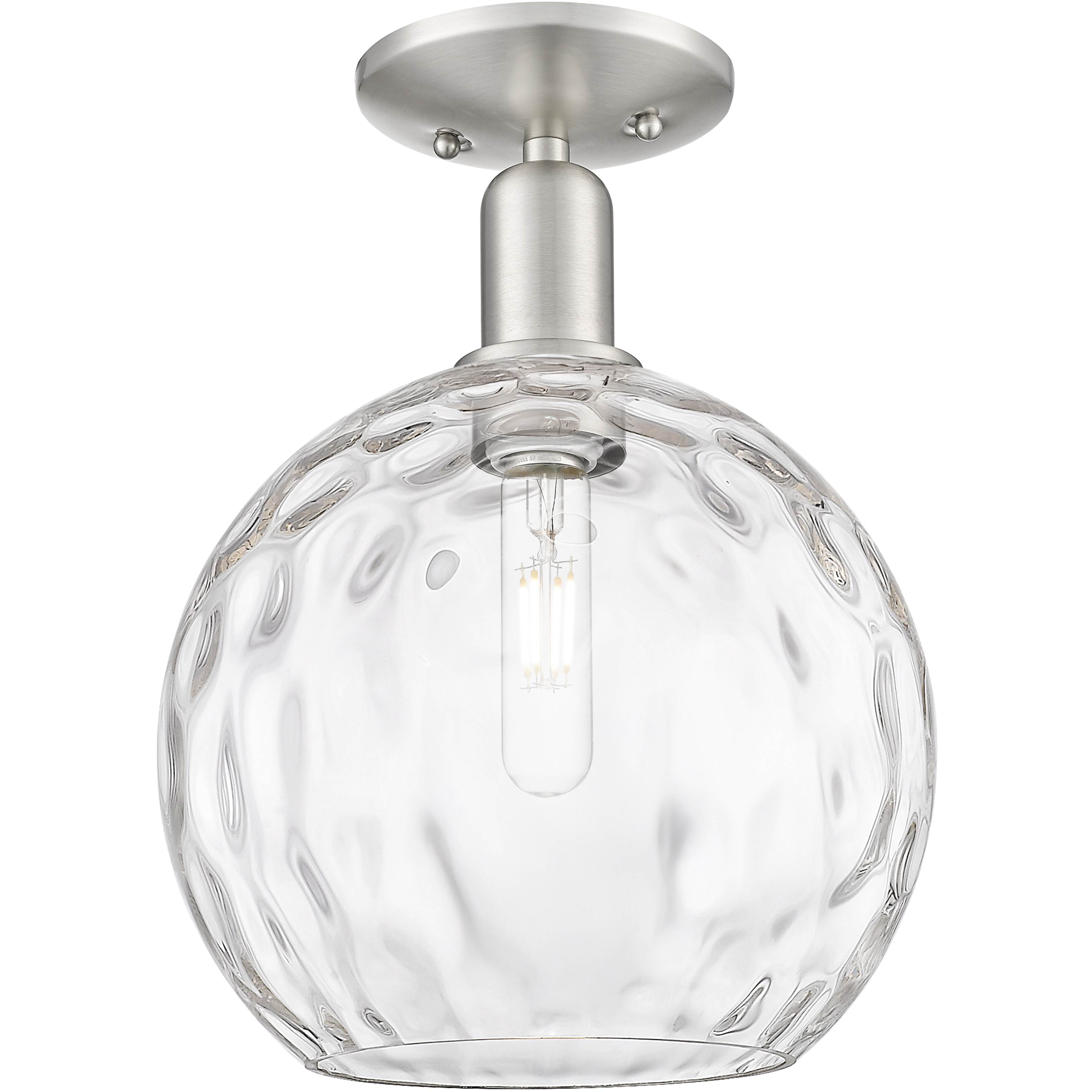 Arcadia Athens Water Glass 1 Light 10 inch Brushed Satin Nickel Semi-Flush Mount Ceiling Light