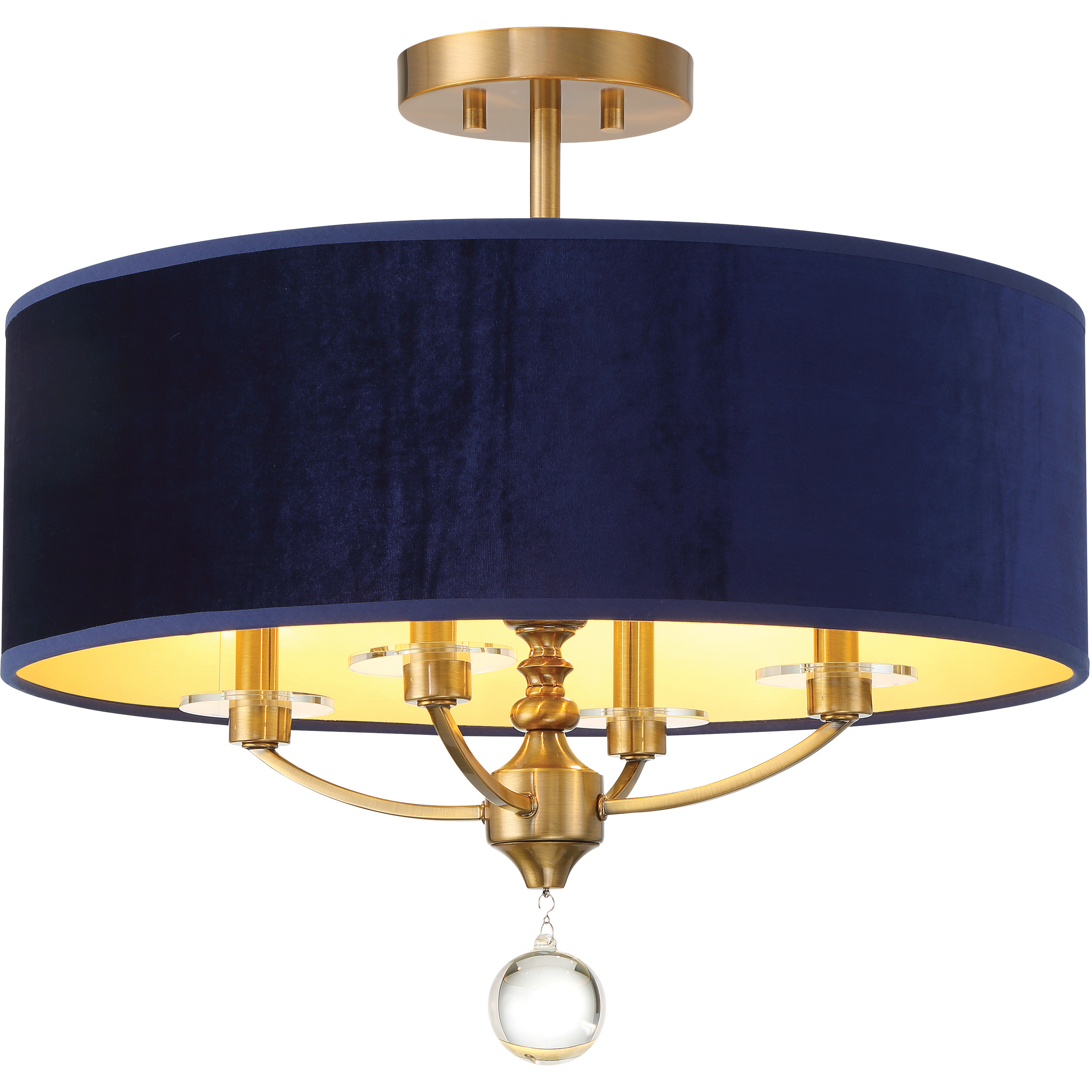 Van Noord 4 Light 21 inch Oxidized Aged Brass Semi-Flush Ceiling Light