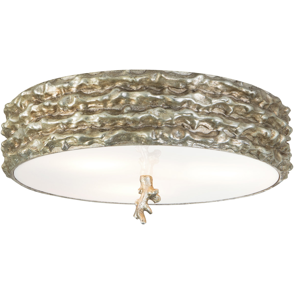 Trellis 3 Light Silver leaf Bath/Flush Mounts Ceiling Light in Silver Leaf with Antique