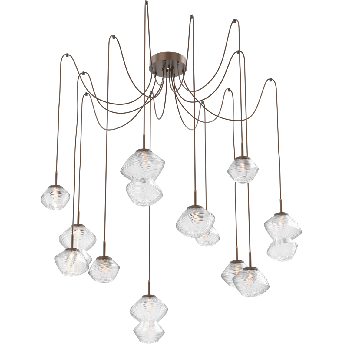 Mesa LED 17.4 inch Burnished Bronze Swag Multi-Pendant Ceiling Light in Clear, 2700K LED