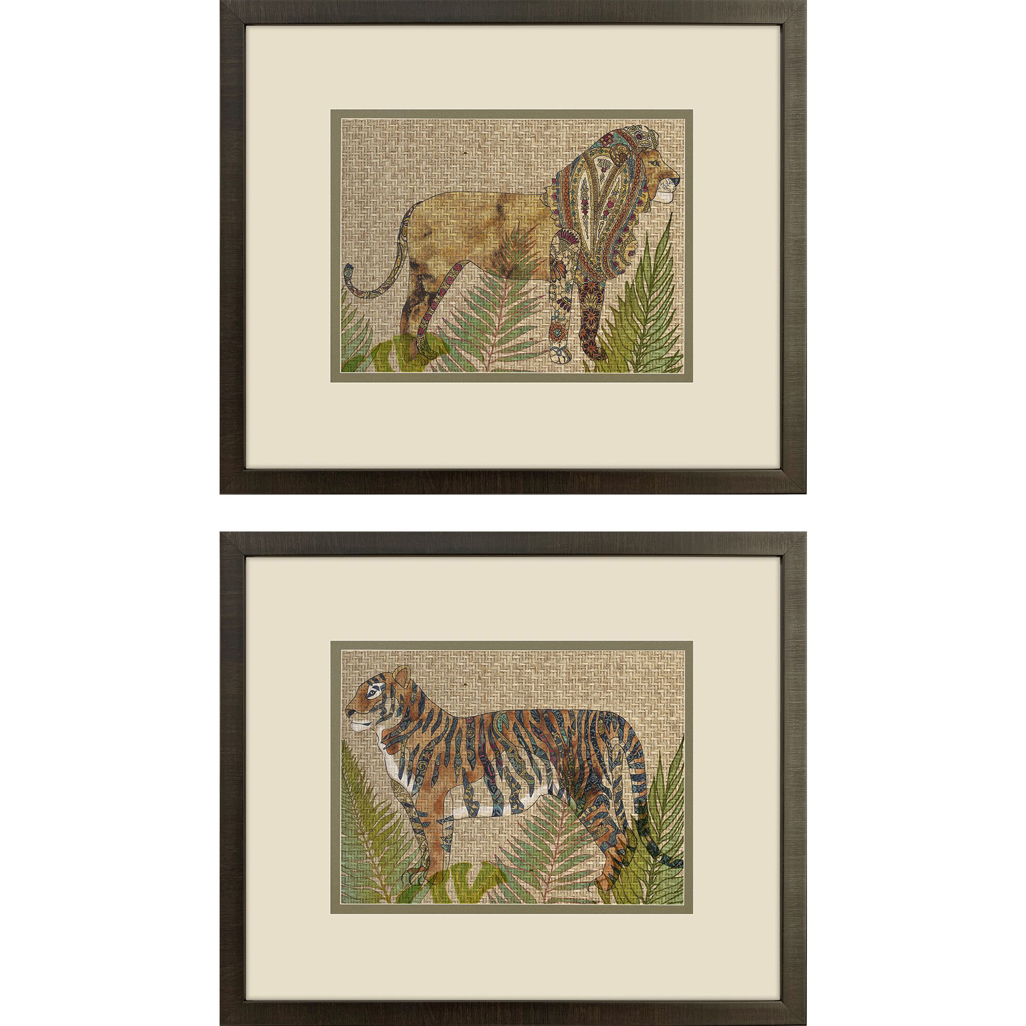 Rattan Jungle Brown and Green and Rust and Multi Framed Art, Propac