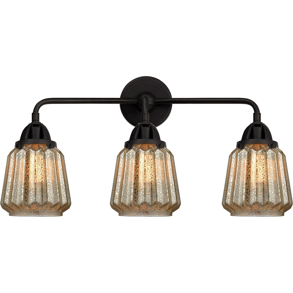 Nouveau 2 Chatham LED 24 inch Matte Black Bath Vanity Light Wall Light in Mercury Glass