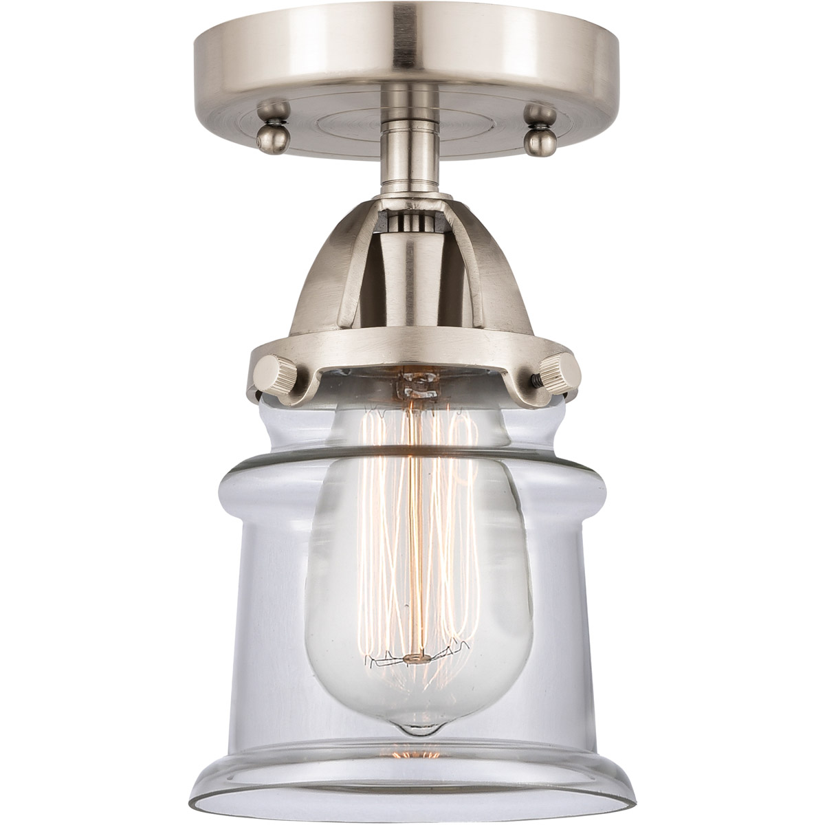 Nouveau 2 Small Canton 1 Light 5 inch Brushed Satin Nickel Semi-Flush Mount Ceiling Light in Clear Glass
