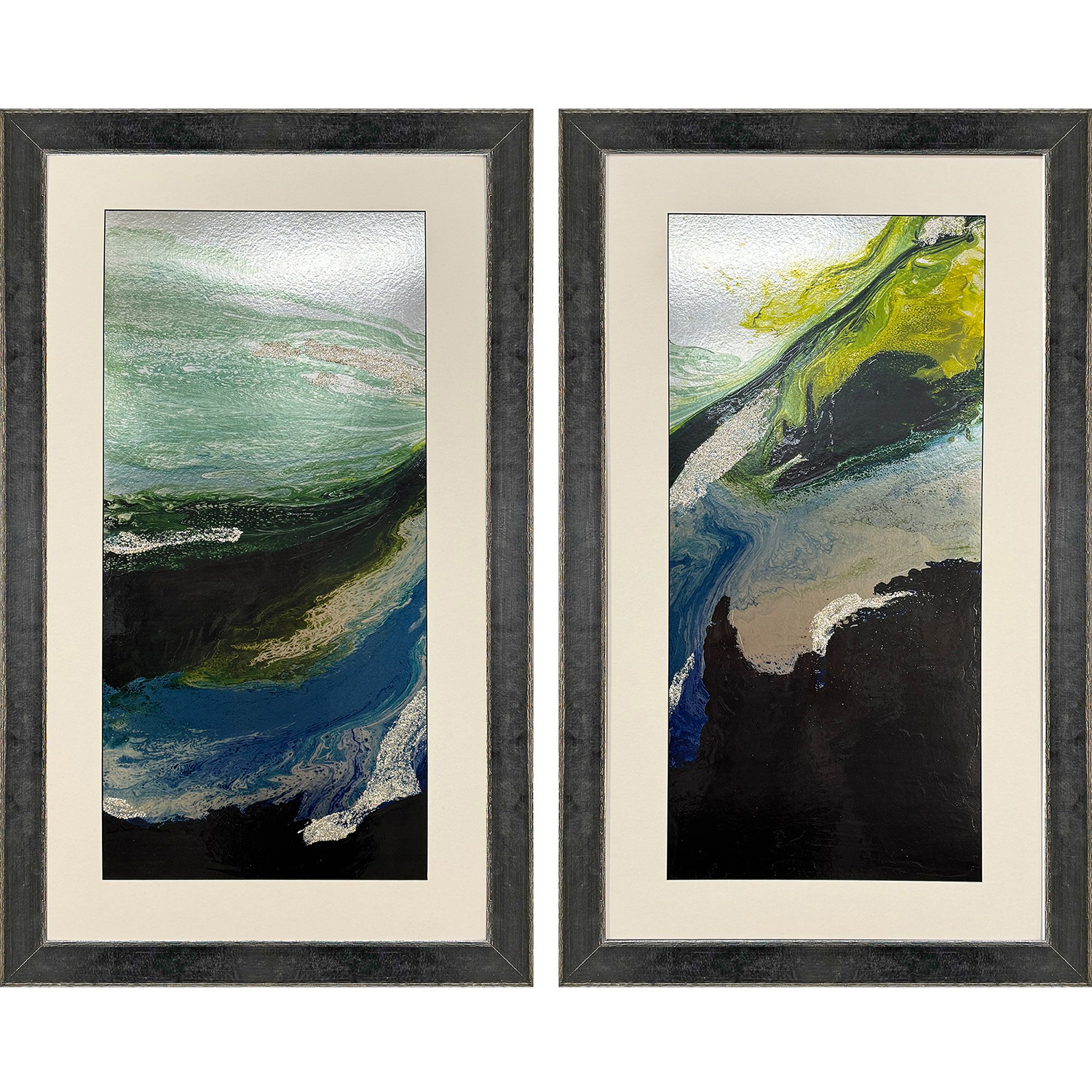 Into The Dark Blue and Black and Green Framed Art, The Studio