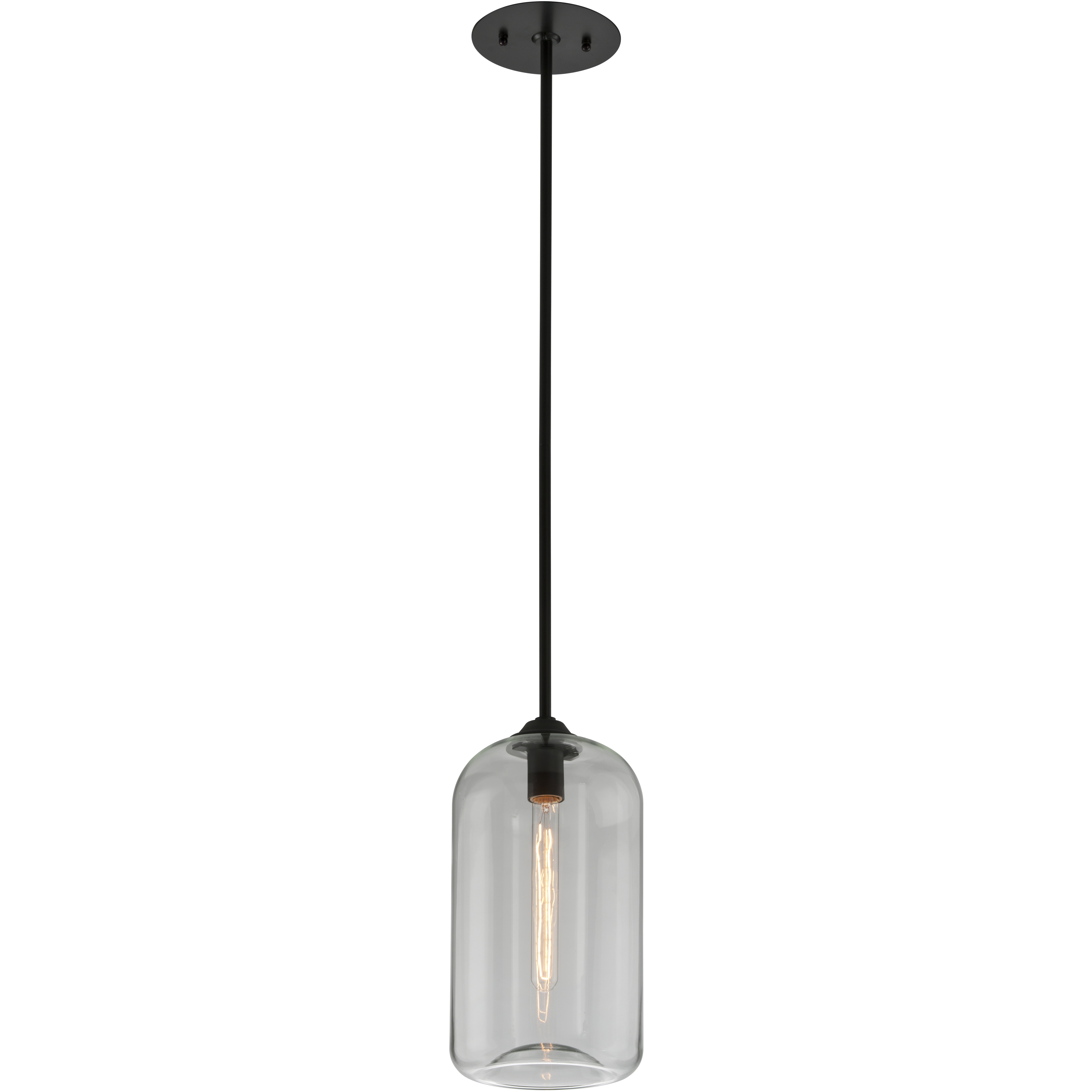 District 1 Light 8 inch Soft Black Pendant Ceiling Light, Clear Glass