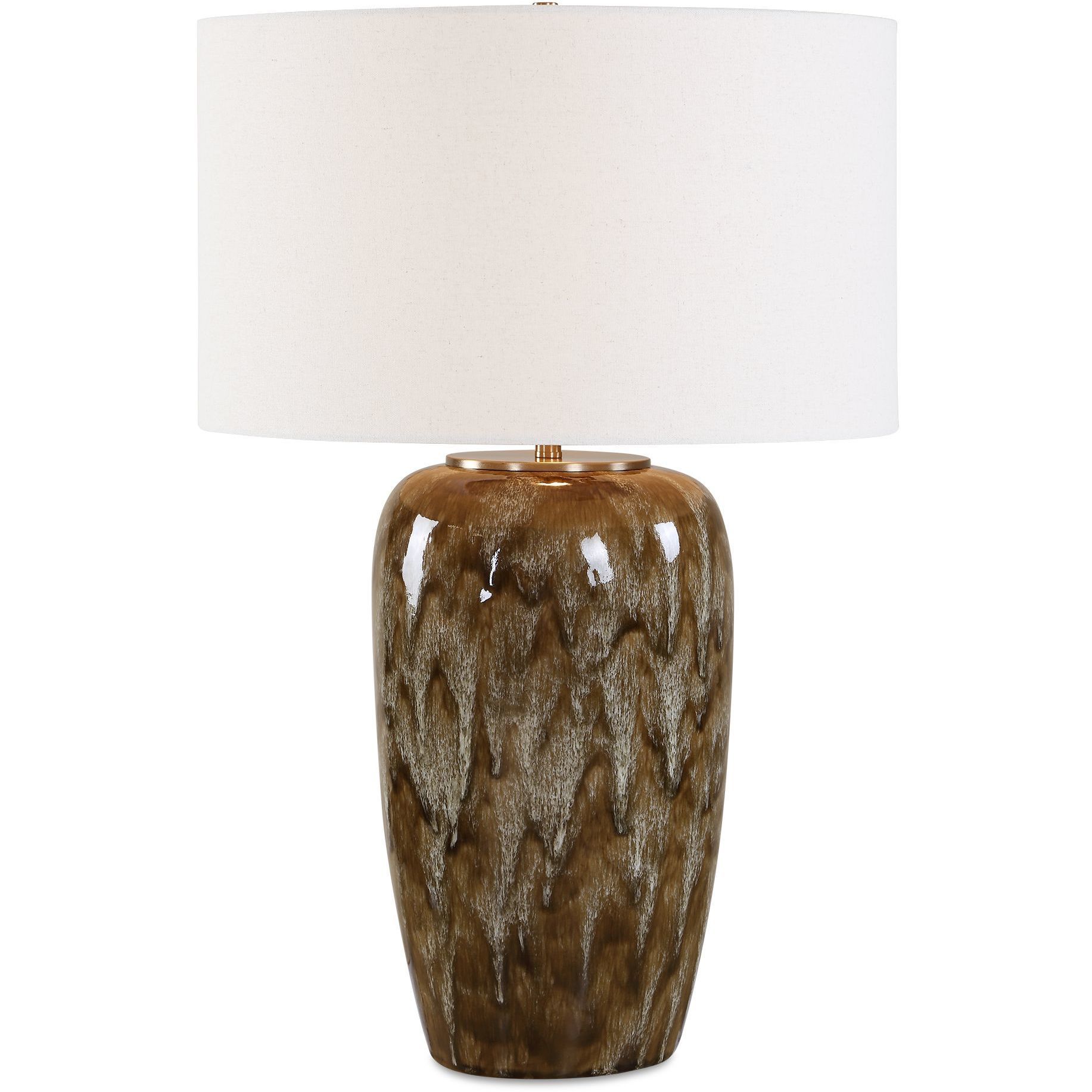 Torrence 26.25 inch 150 watt Caramel and Chocolate and and Cream and Antique Brass Table Lamp Portable Light
