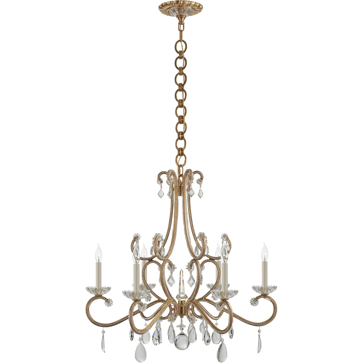 AERIN Montmartre 6 Light 30 inch Hand-Rubbed Antique Brass Chandelier Ceiling Light, Medium