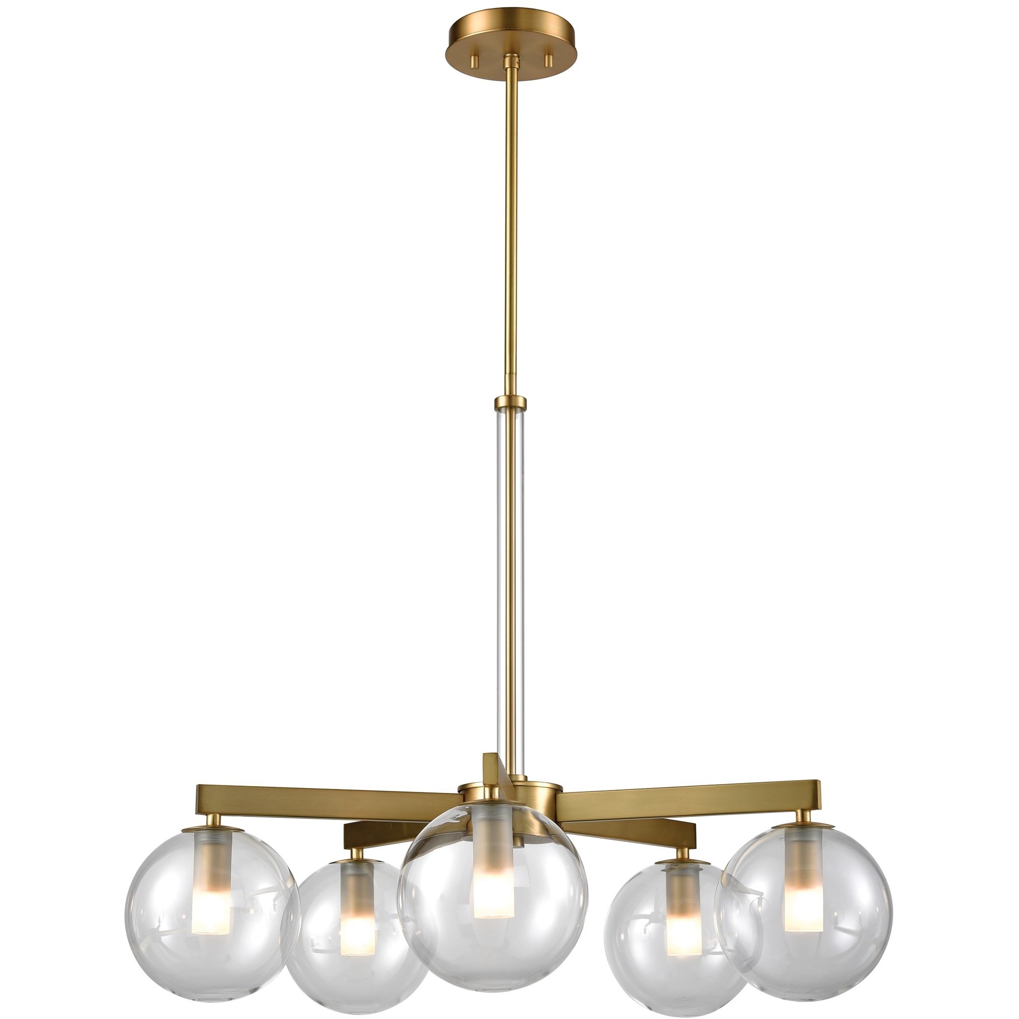 Courcelette 5 Light Venetian Brass Chandelier Ceiling Light in Clear Glass