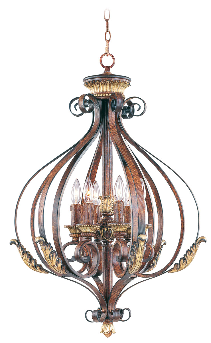 Villa Verona 6 Light 23.5 inch Verona Bronze with Aged Gold Leaf Accents Foyer Ceiling Light