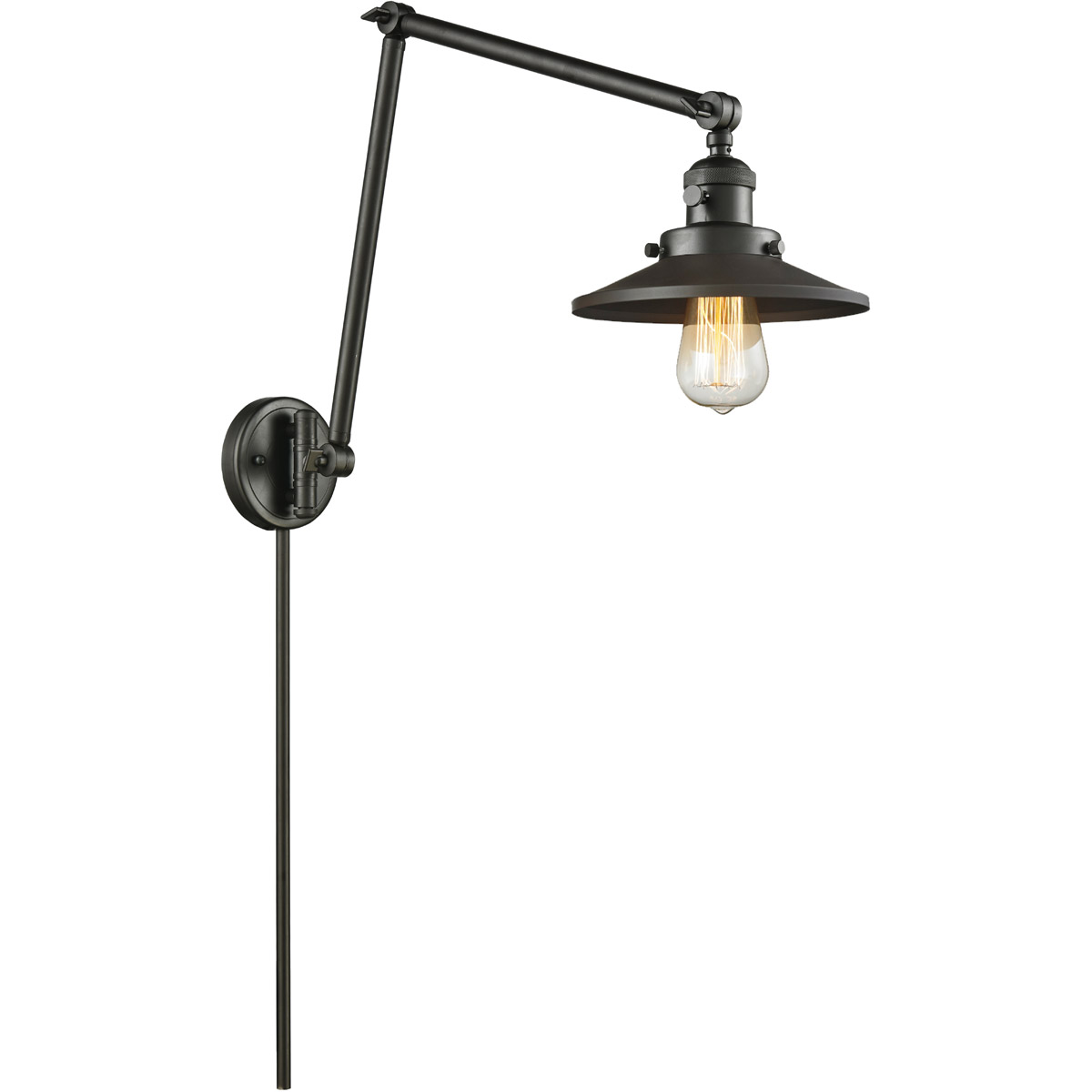 Railroad 30 inch 3.50 watt Oil Rubbed Bronze Swing Arm Wall Light, Franklin Restoration