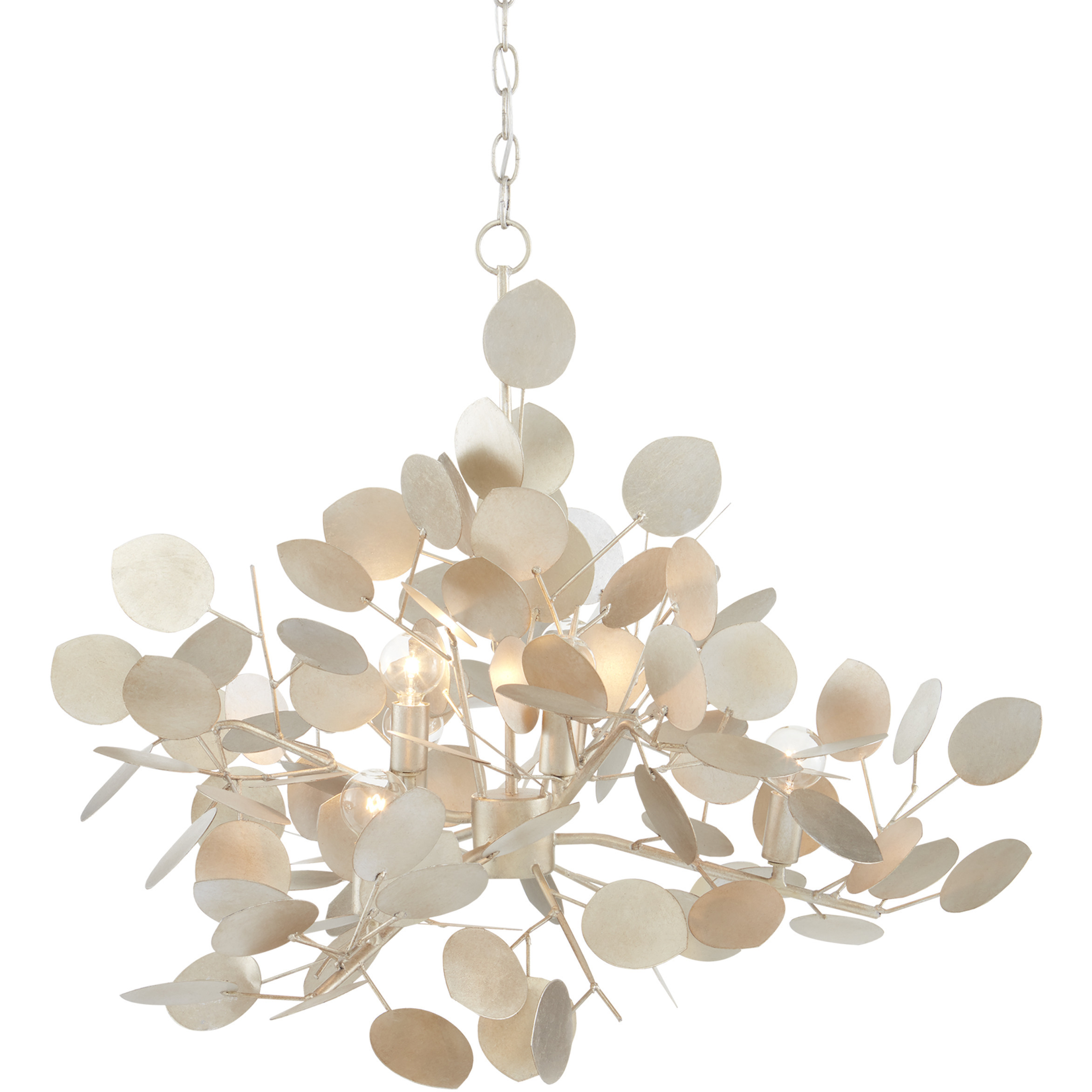 Lunaria 6 Light 34.5 inch Contemporary Silver Leaf Chandelier Ceiling Light, Large