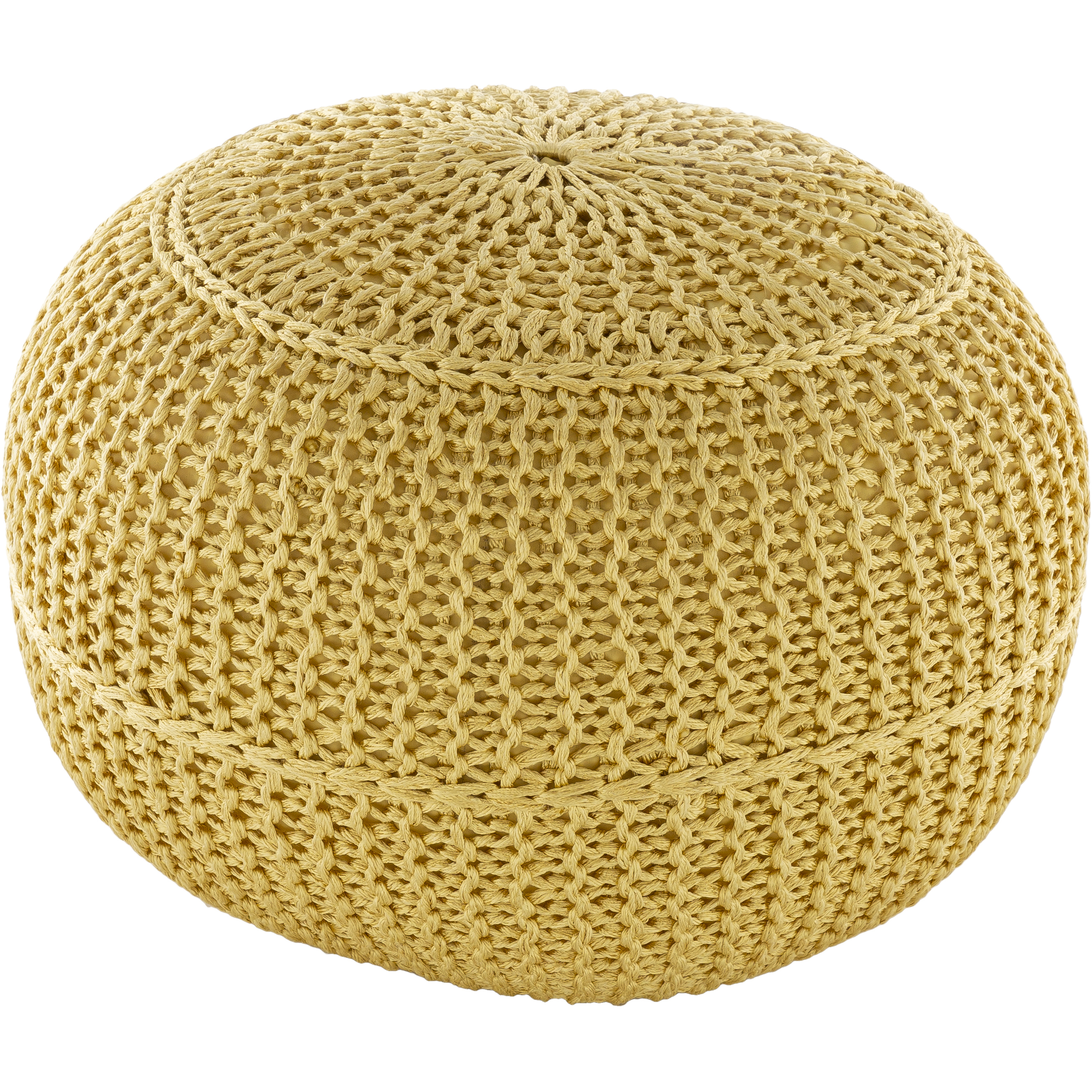 Dita 14 inch Bright Yellow Outdoor Pouf, Round