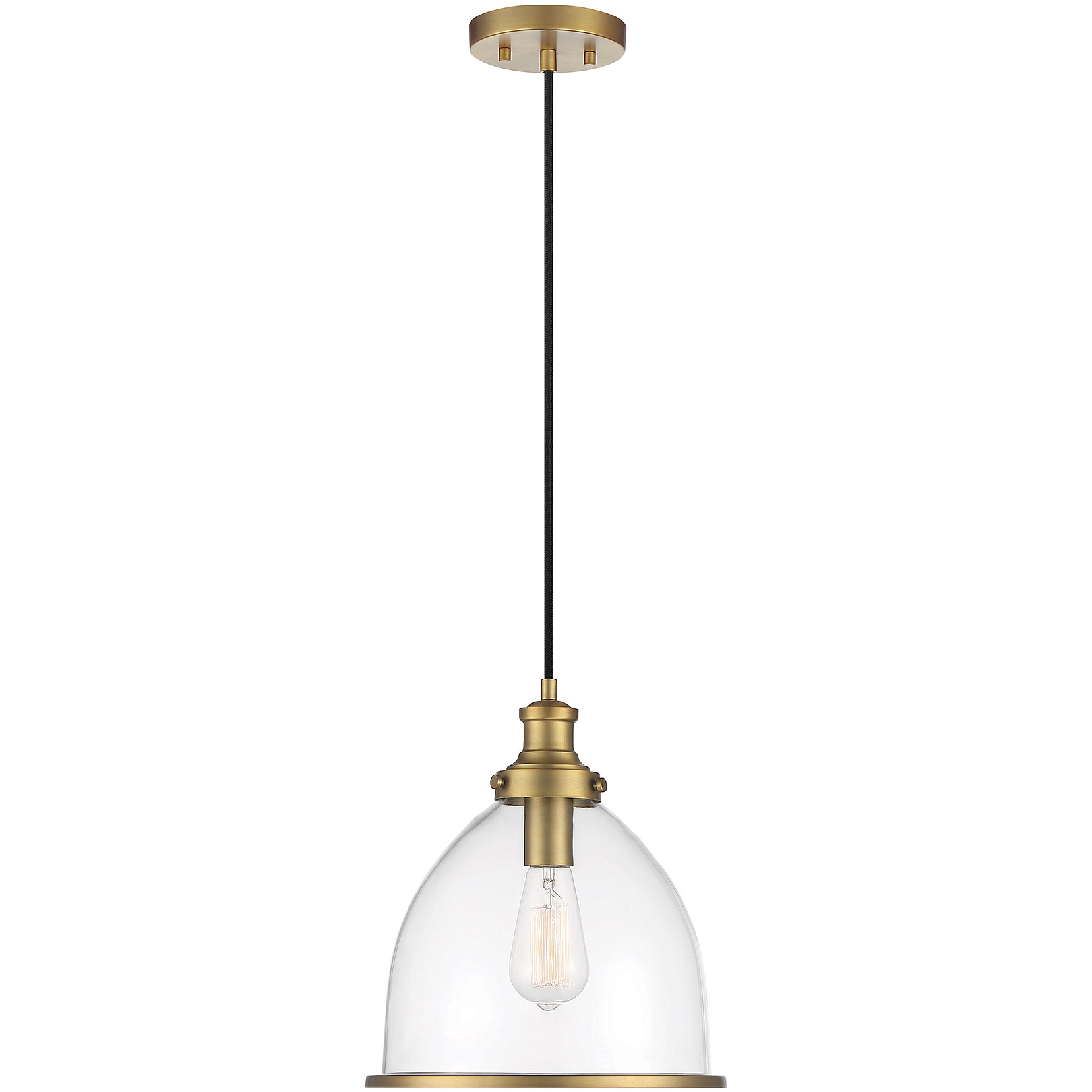 Vintage 1 Light 11 inch Natural Brass Pendant Ceiling Light