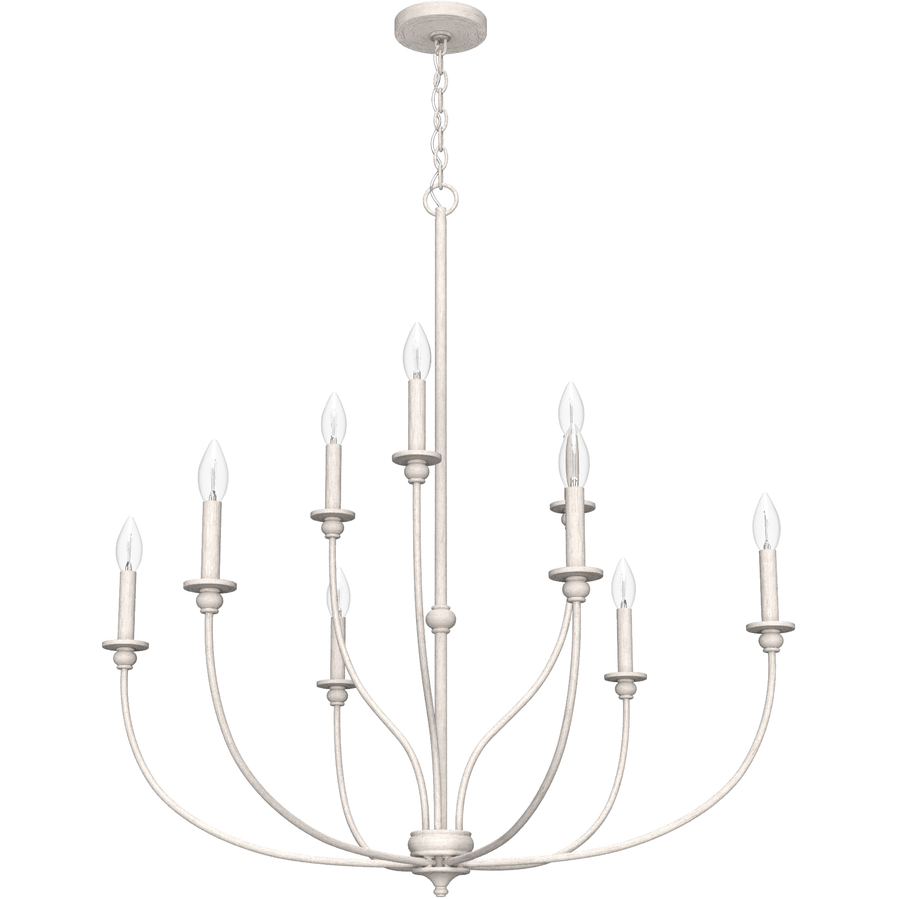 Southcrest 9 Light 36 inch Distressed White 2-Tier Chandelier Ceiling Light