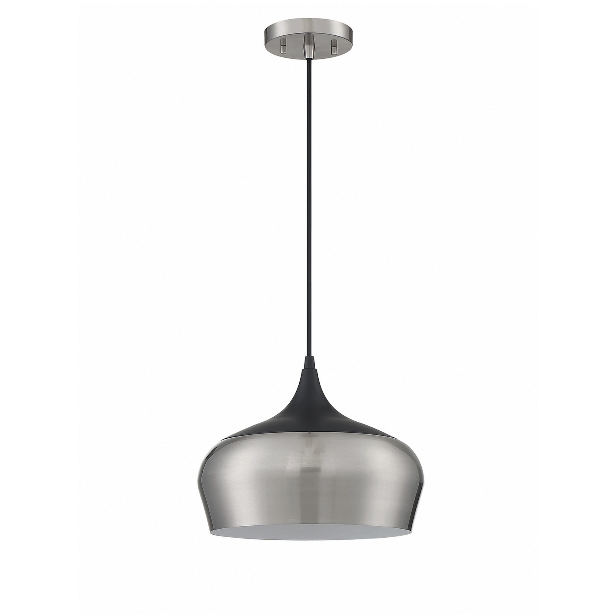Orian 1 Light 12 inch Satin Nickel and Black Pendant Ceiling Light