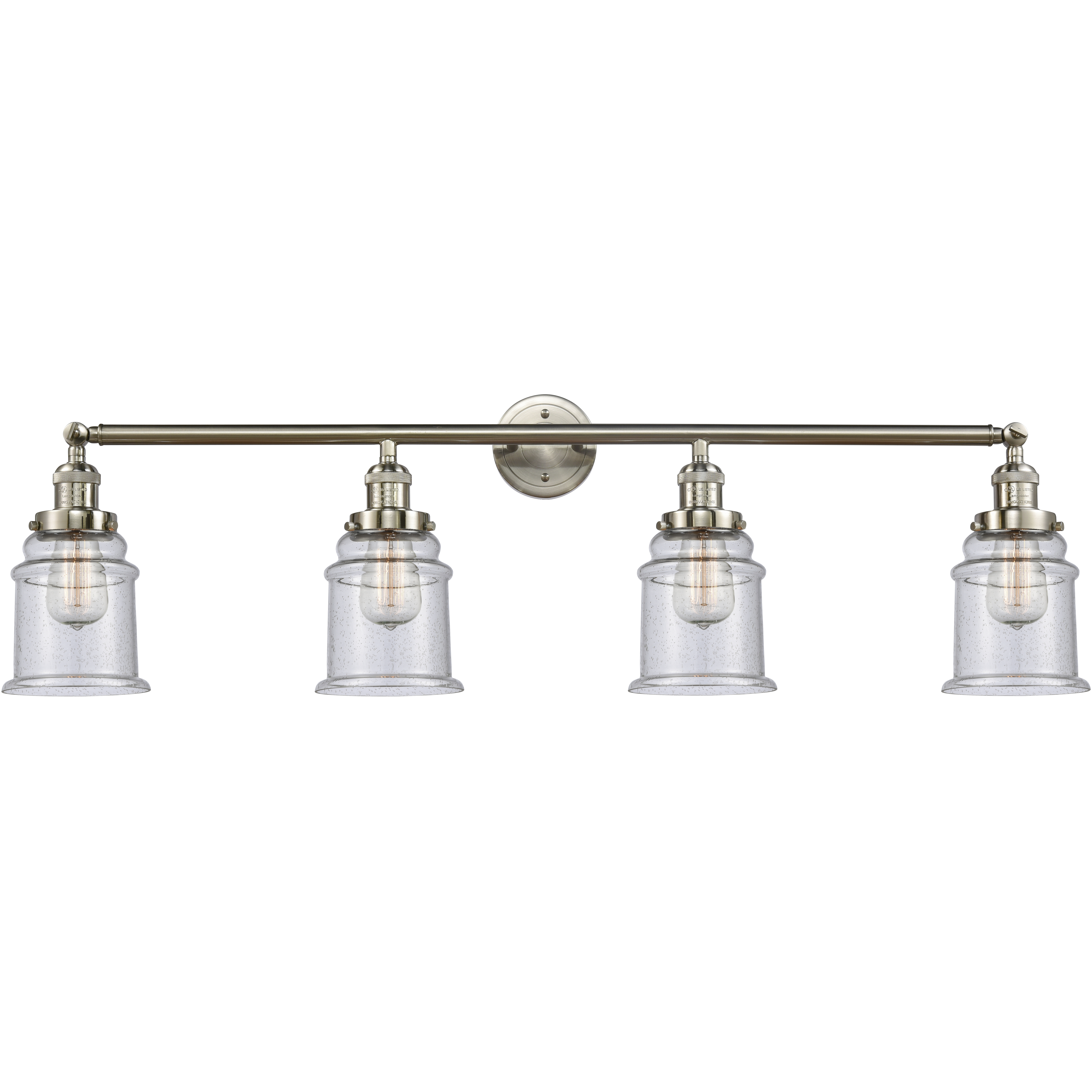Franklin Restoration Canton 4 Light 42 inch Brushed Satin Nickel Bath Vanity Light Wall Light in Seedy Glass, Franklin Restoration