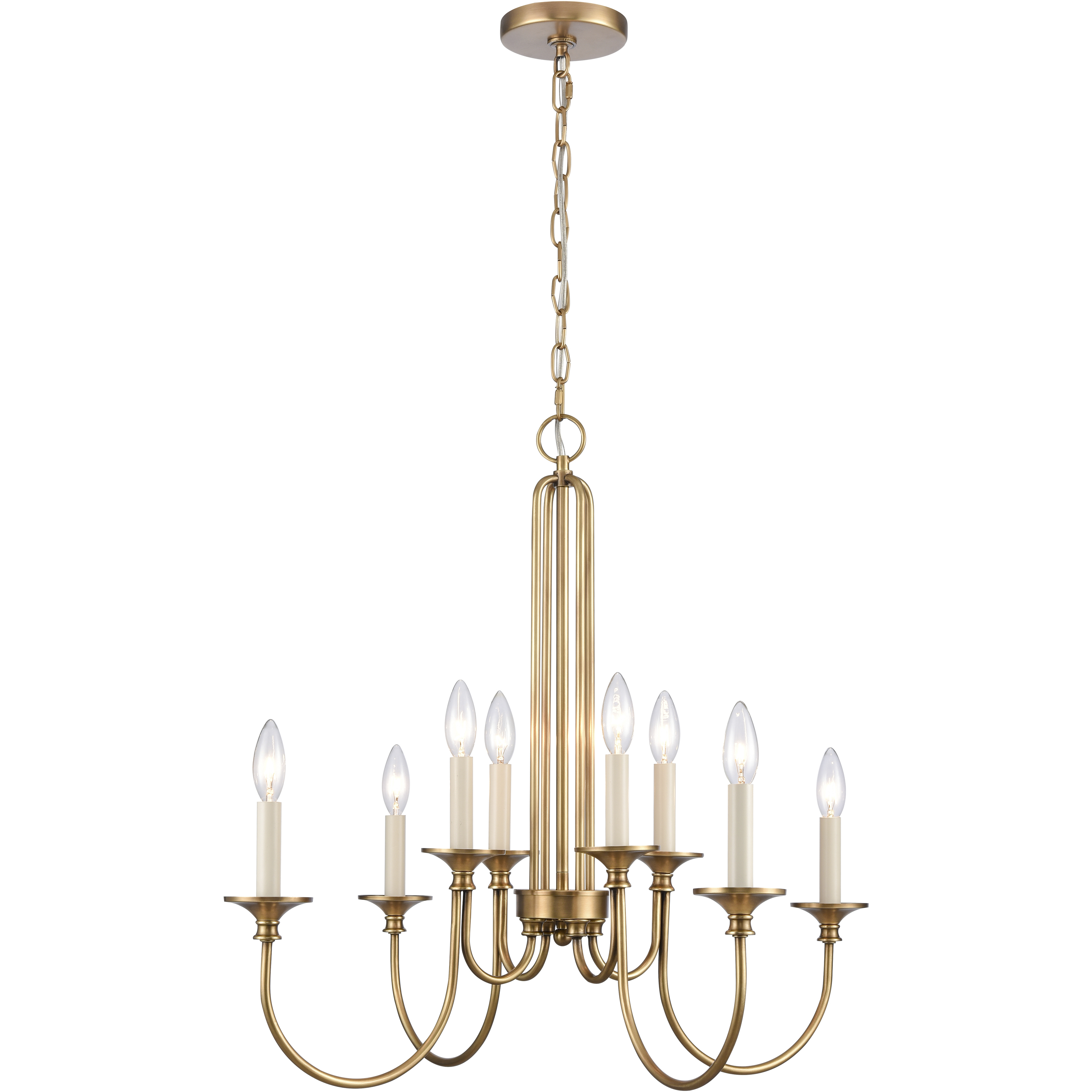 Elk Home 89726/8 Cecil 8 Light 28 inch Natural Brass and Off White  Chandelier Ceiling Light