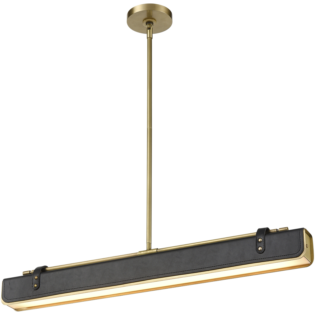 Valise LED 2.5 inch Vintage Brass/Tuxedo Leather Pendant Ceiling Light in Vintage Brass and Tuxedo Leather