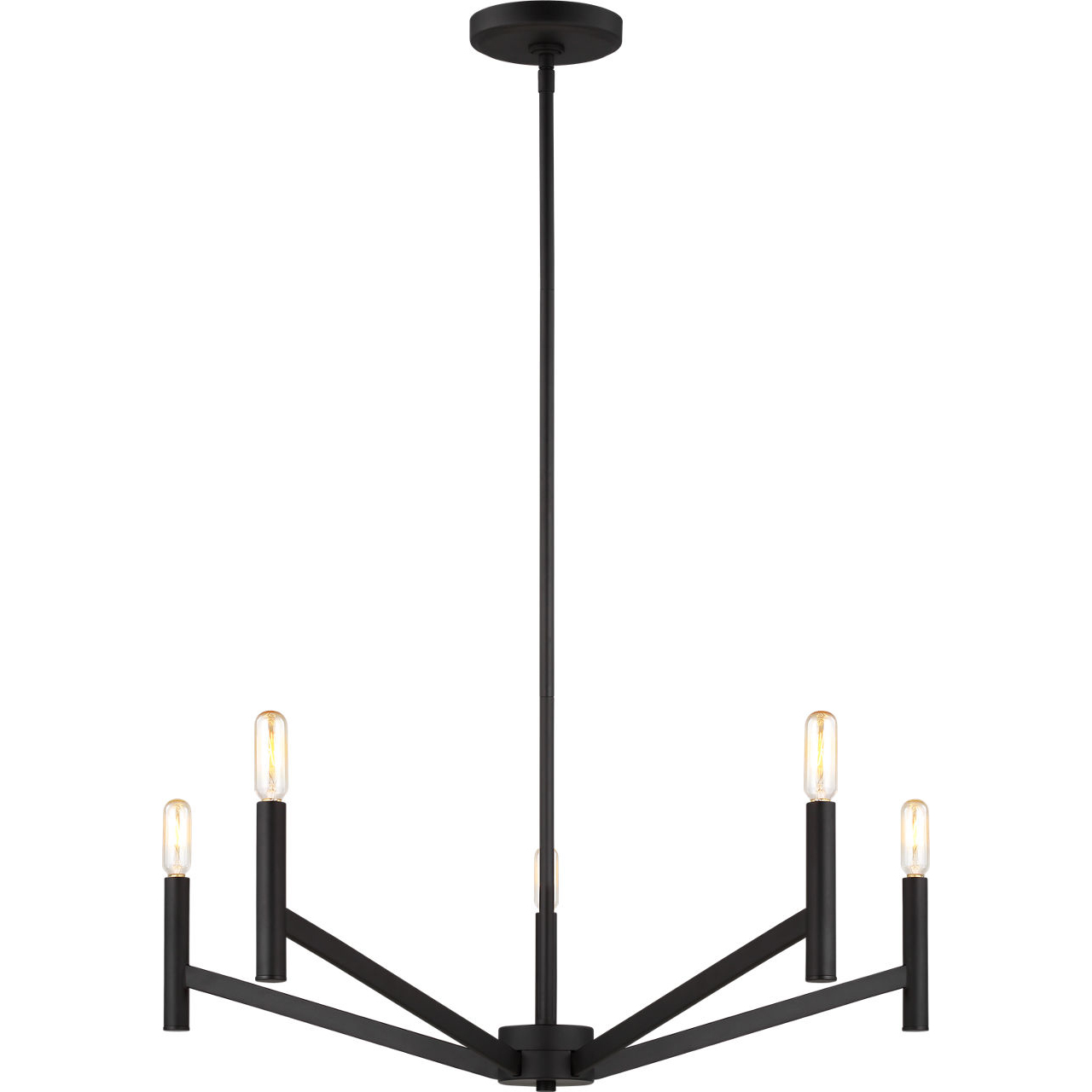 Vector 5 Light 28 inch Midnight Black Chandelier Ceiling Light