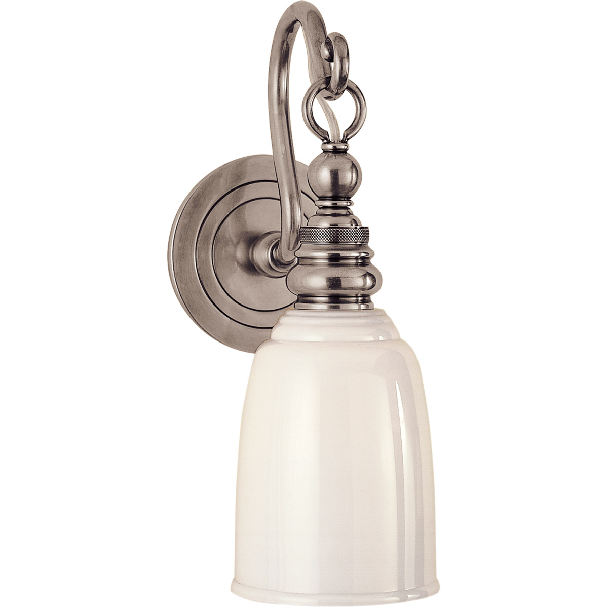Chapman & Myers Boston 1 Light 4.75 inch Antique Nickel Loop Arm Bath Sconce Wall Light in White
