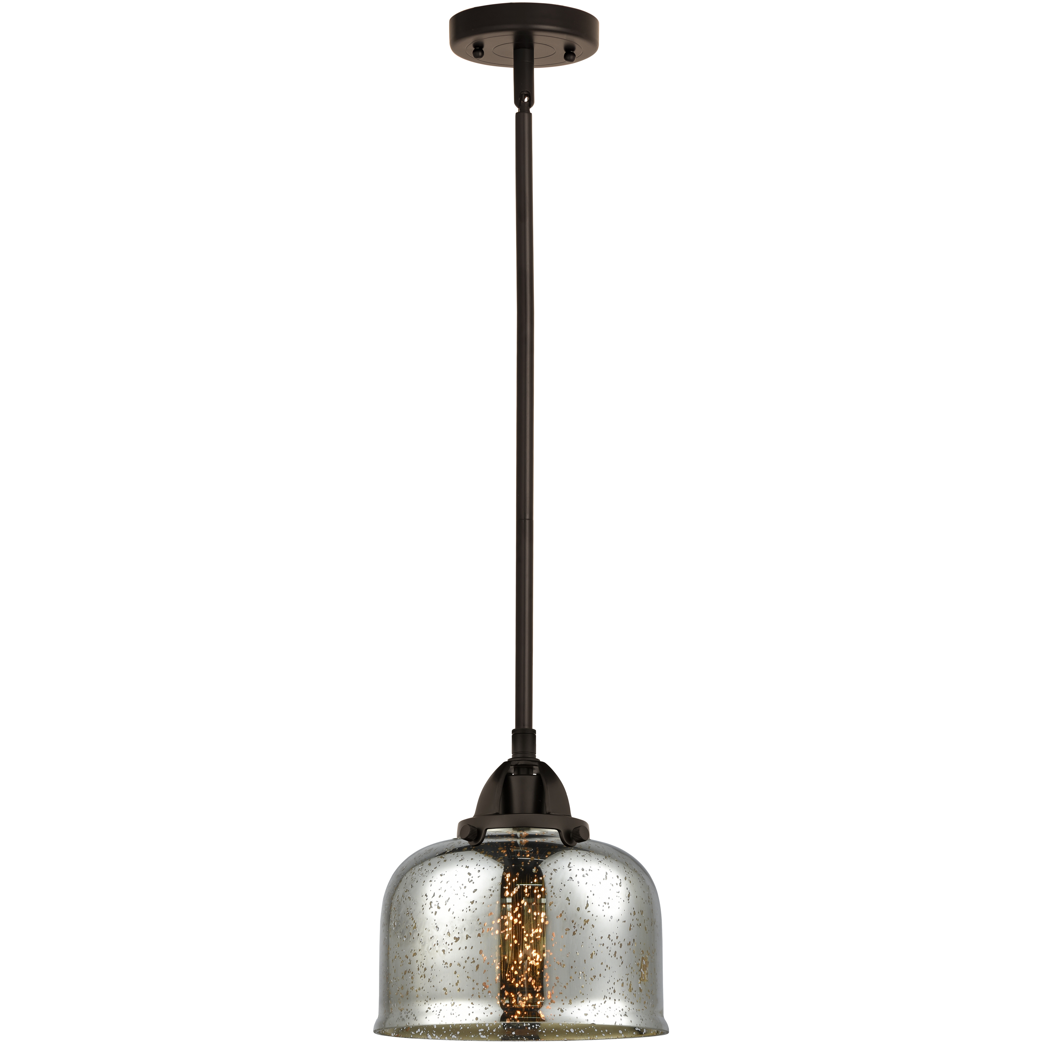 Nouveau 2 Bell 1 Light 8 inch Oil Rubbed Bronze Mini Pendant Ceiling Light in Incandescent, Silver Plated Mercury