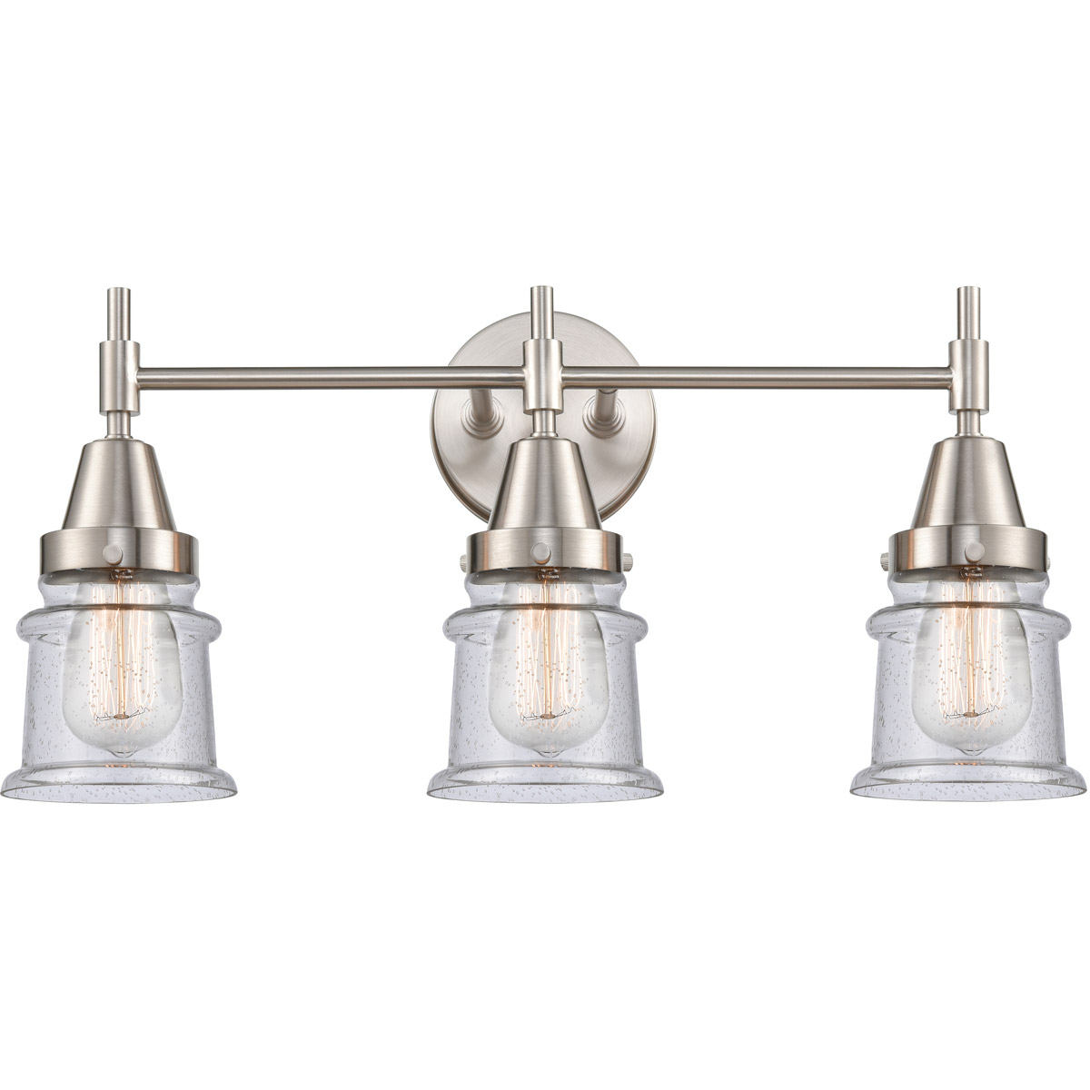 Caden 3 Light 23 inch Satin Nickel Bath Vanity Light Wall Light in Seedy Glass