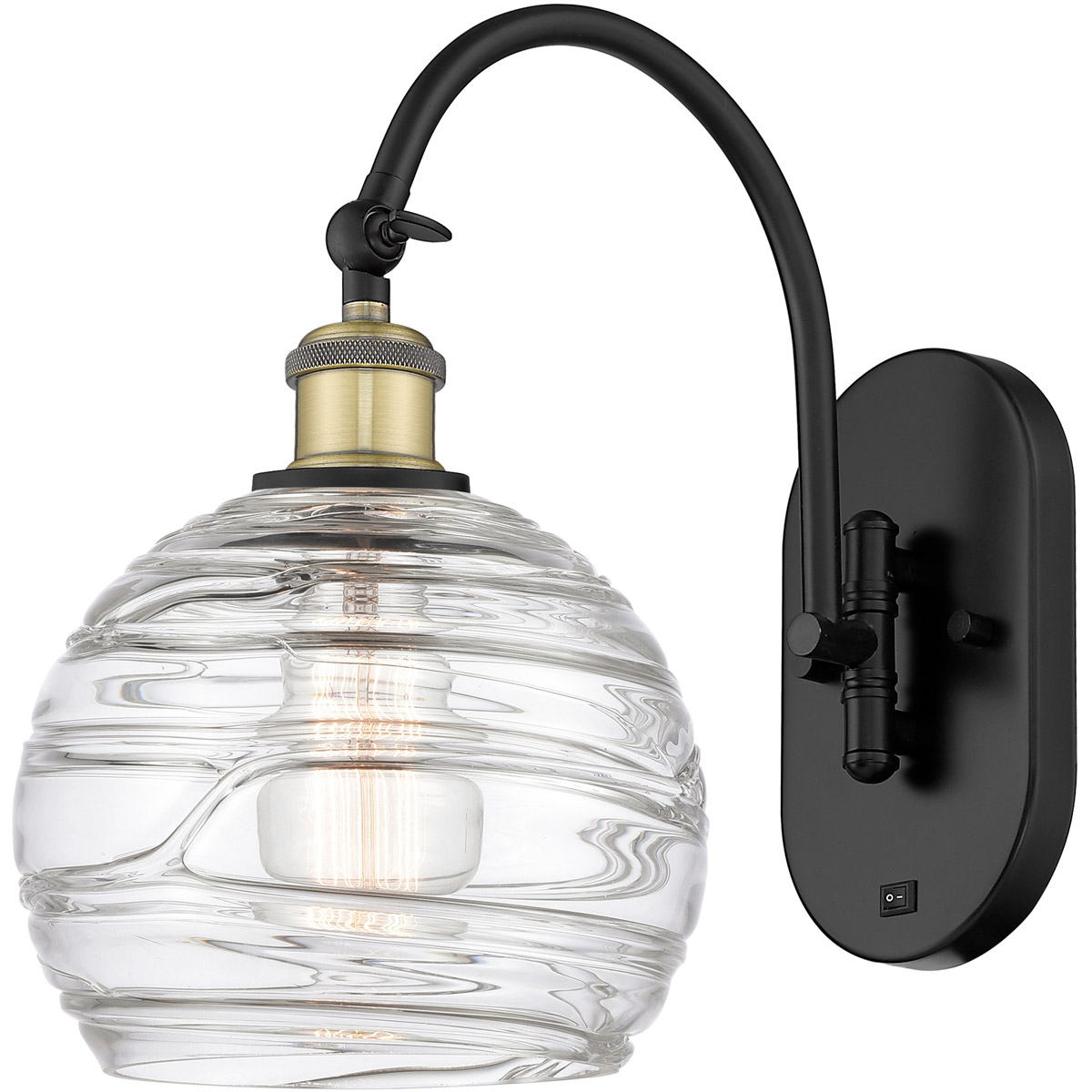 Ballston Athens Deco Swirl LED 8 inch Black Antique Brass Sconce Wall Light