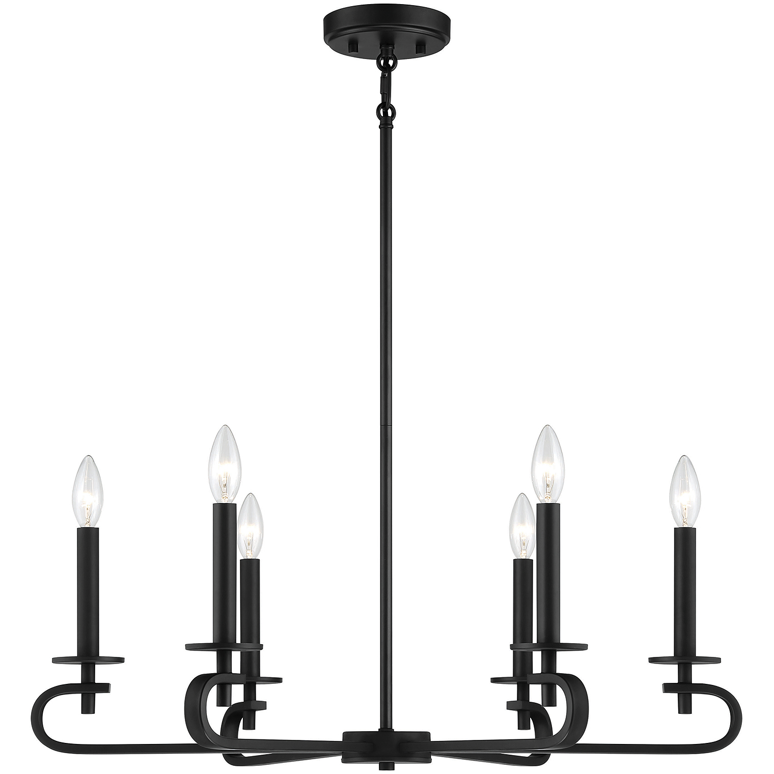 Torino 6 Light 28 inch Matte Black Chandelier Ceiling Light, Essentials
