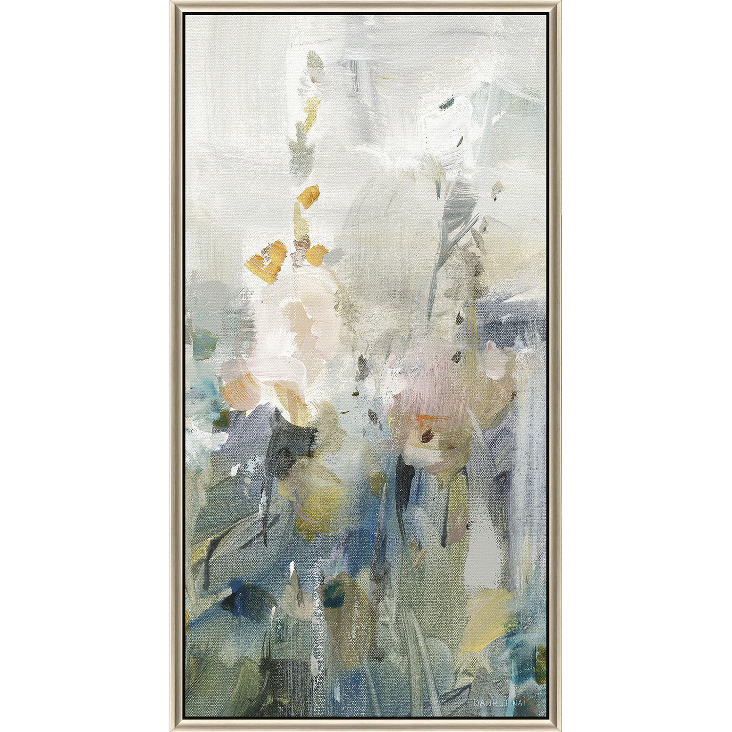 Rustic Garden Blue and Green and Orange and White Canvas