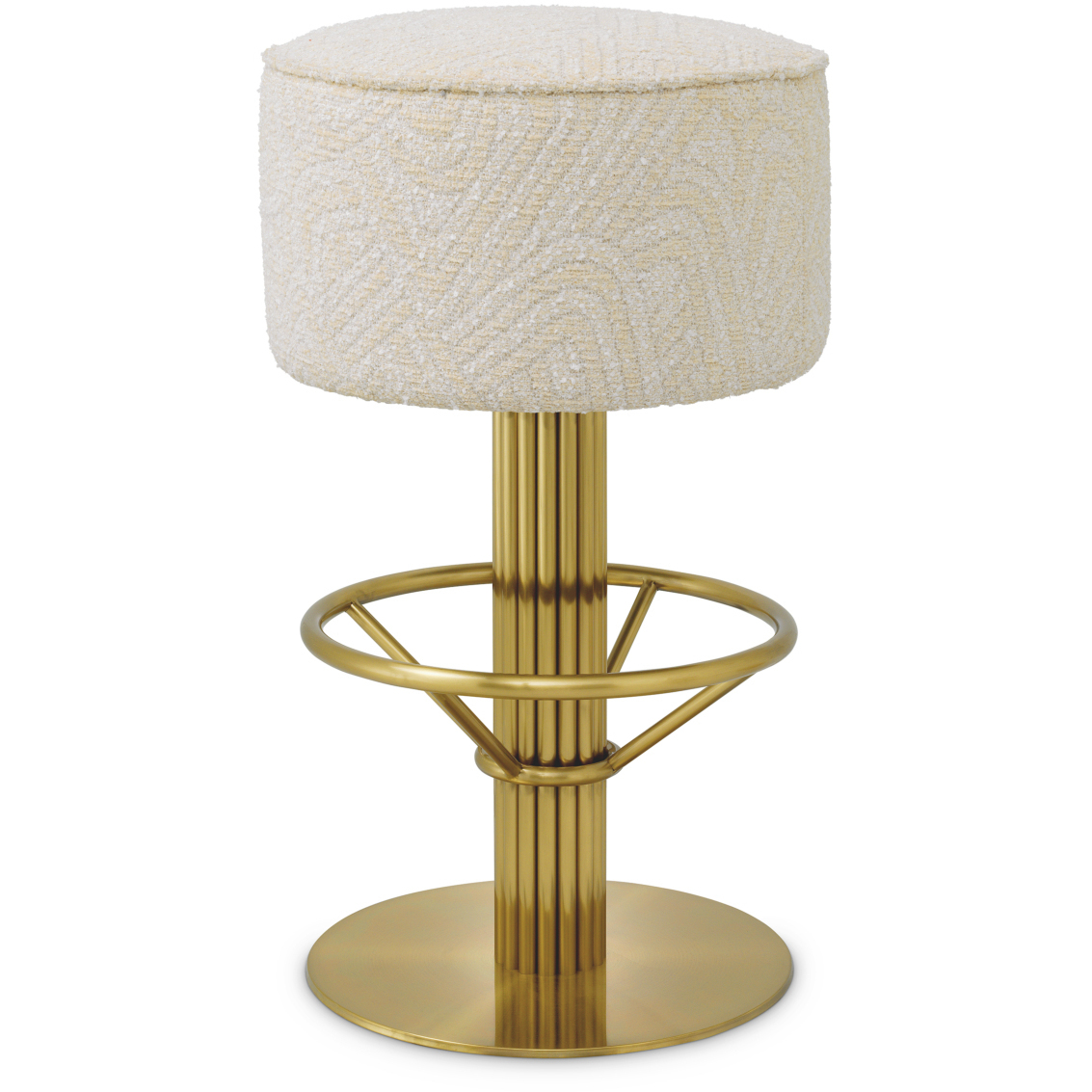 Carleton 30.71 inch Brushed Brass and Camari Cream and Swivel Base Bar Stool