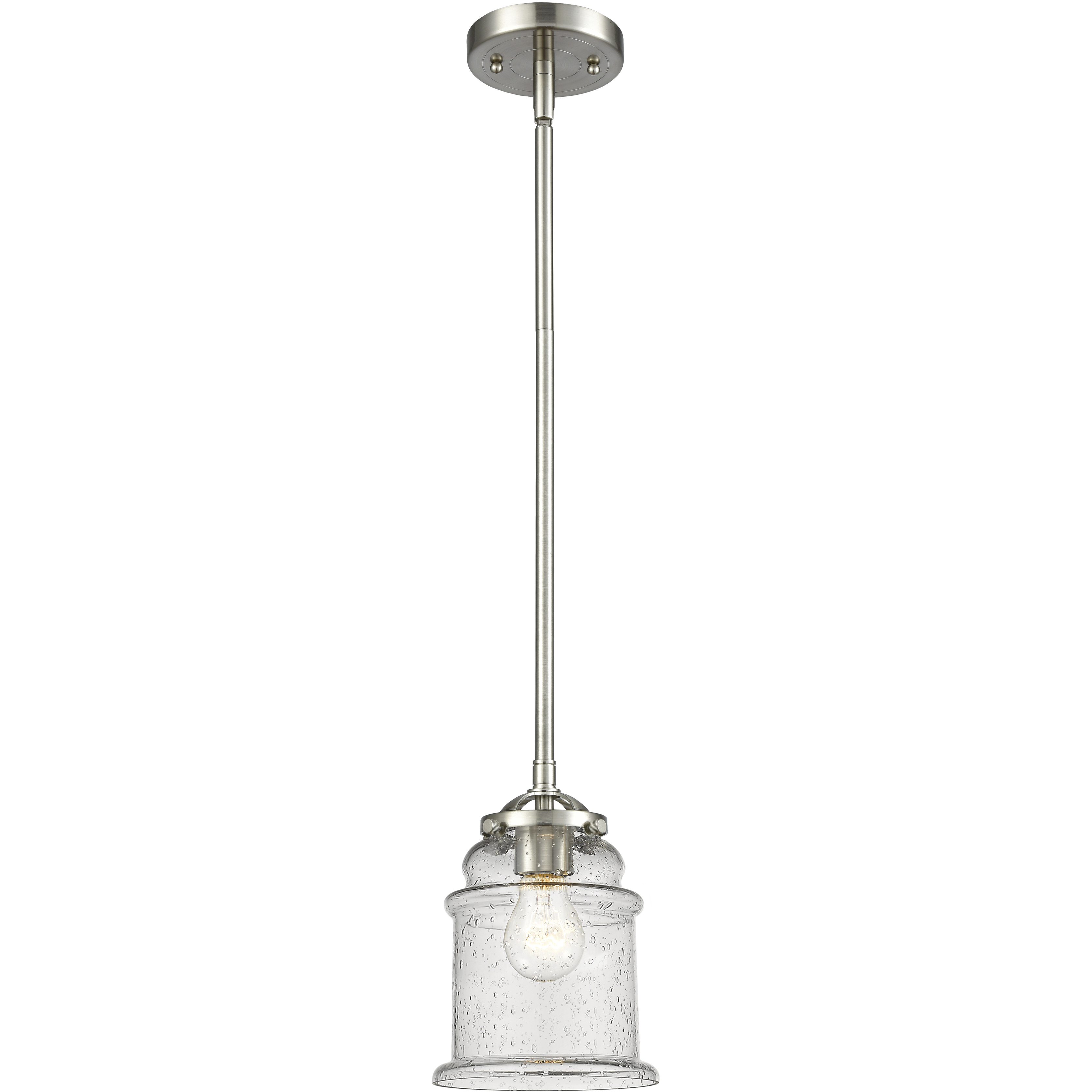 Nouveau Small Canton 1 Light 5 inch Brushed Satin Nickel Mini Pendant Ceiling Light in Matte White Glass, Nouveau
