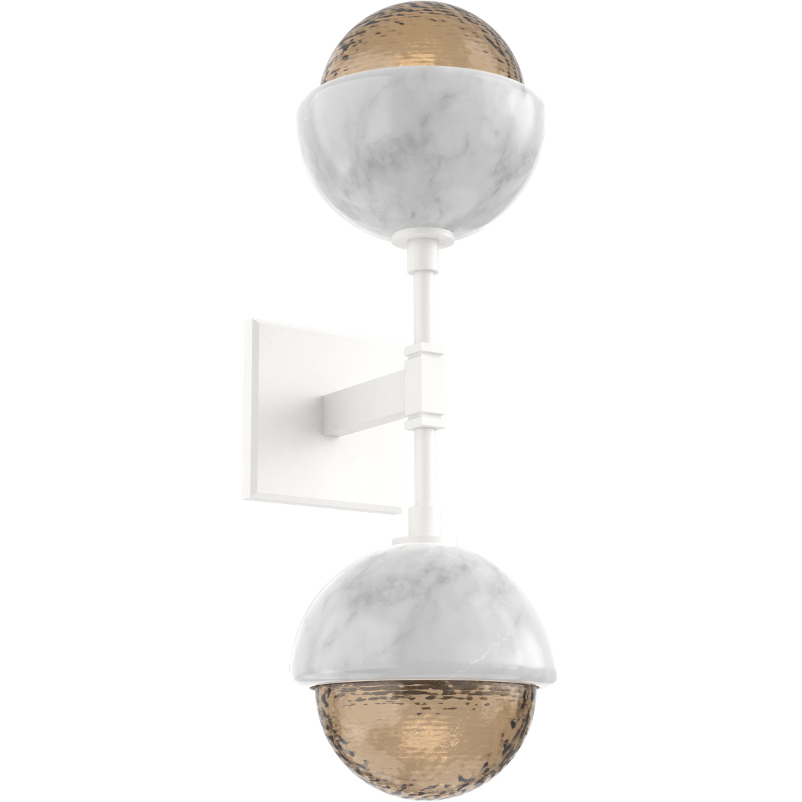 Cabochon Double Sconce Wall Light in 3000K LED, Bronze, Salt White with White Marble