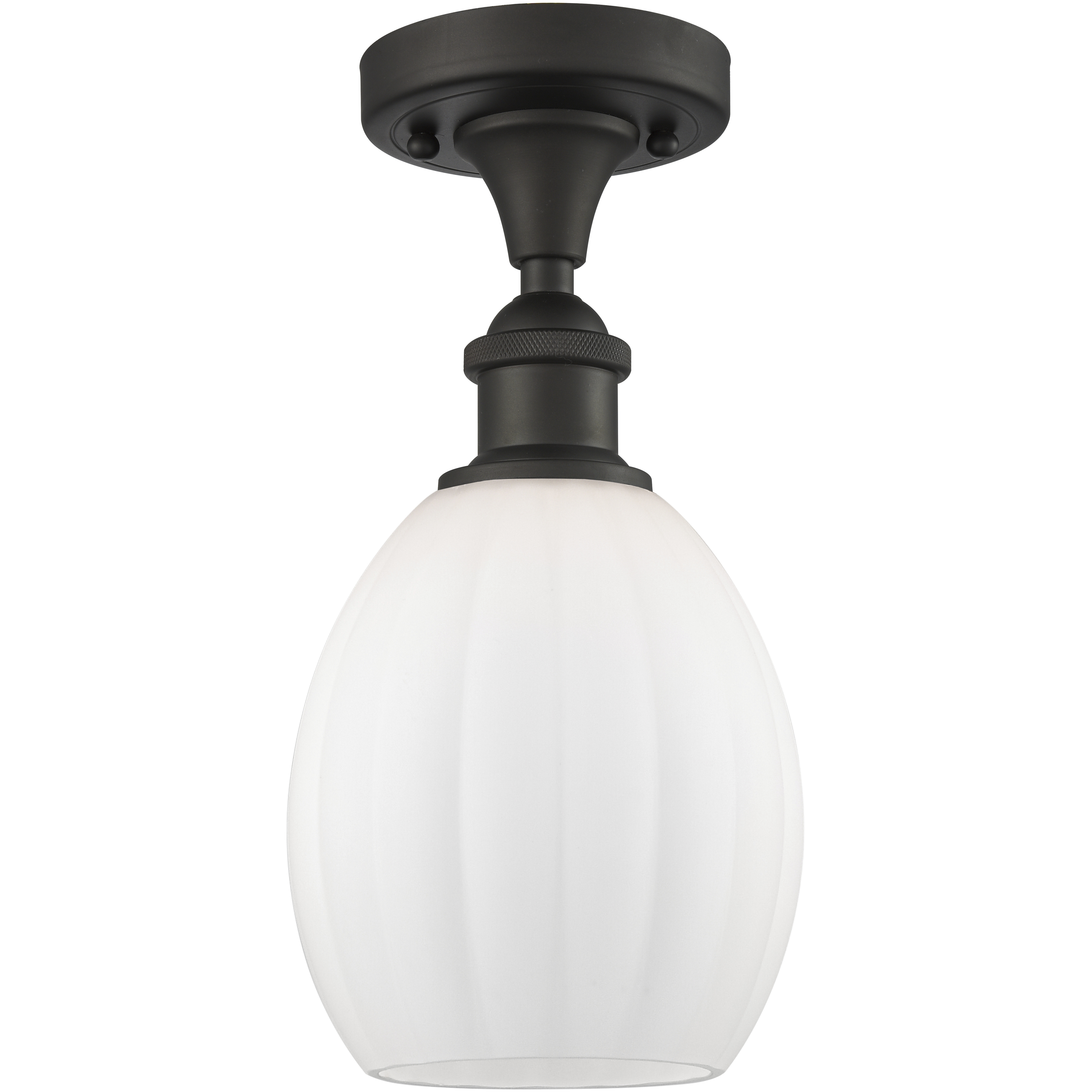 Edison Eaton 1 Light 5.5 inch Oil Rubbed Bronze Semi-Flush Mount Ceiling Light in Matte White Glass