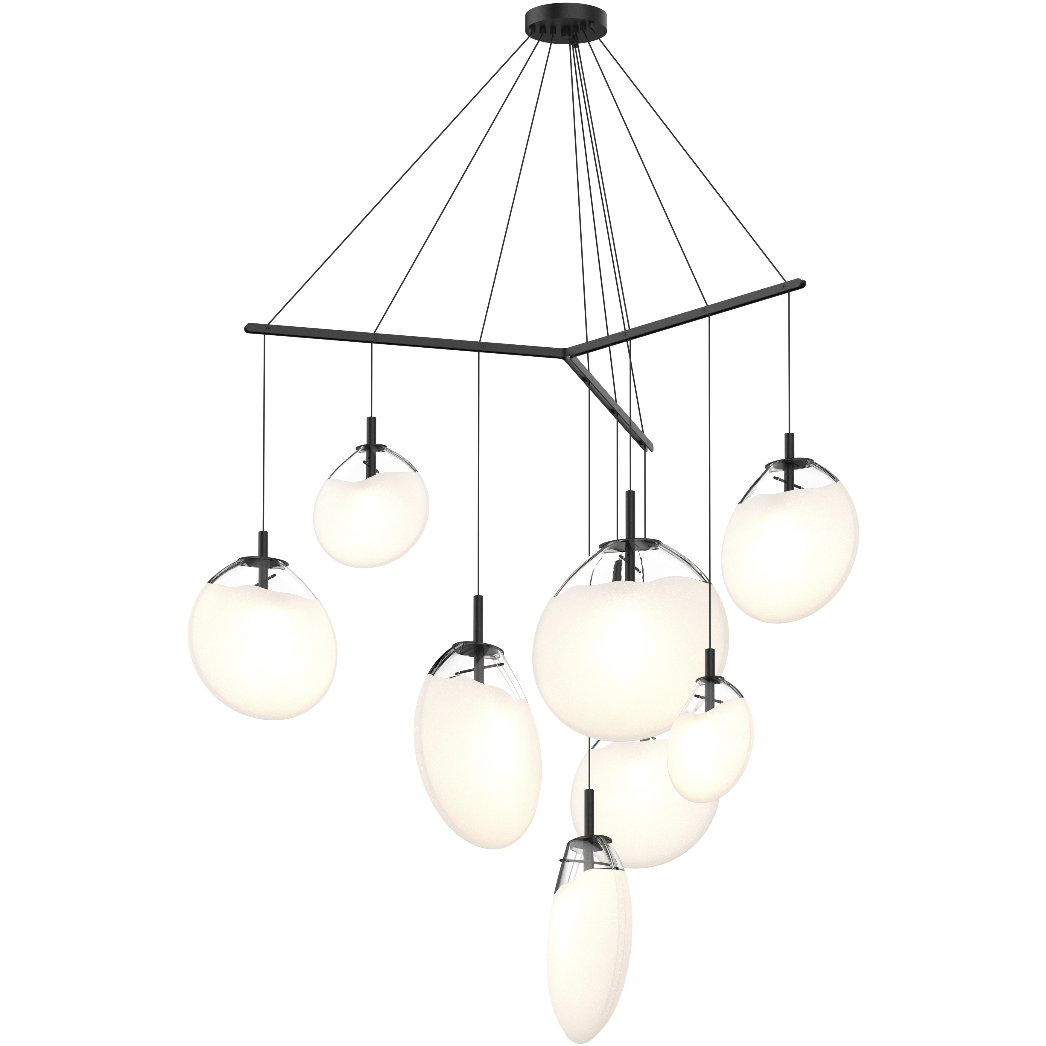 Cantina LED 57 inch Satin Black Pendant Ceiling Light in Poured White Glass