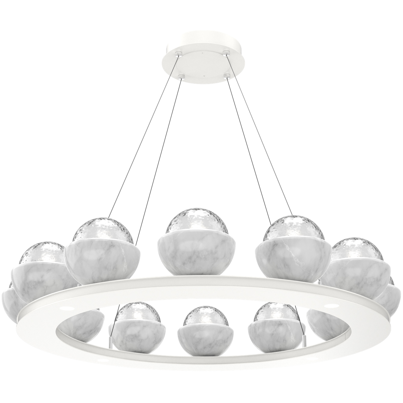 Cabochon LED 36.7 inch Salt White with White Marble Chandelier Ceiling Light in 3000K LED, Clear, Medium