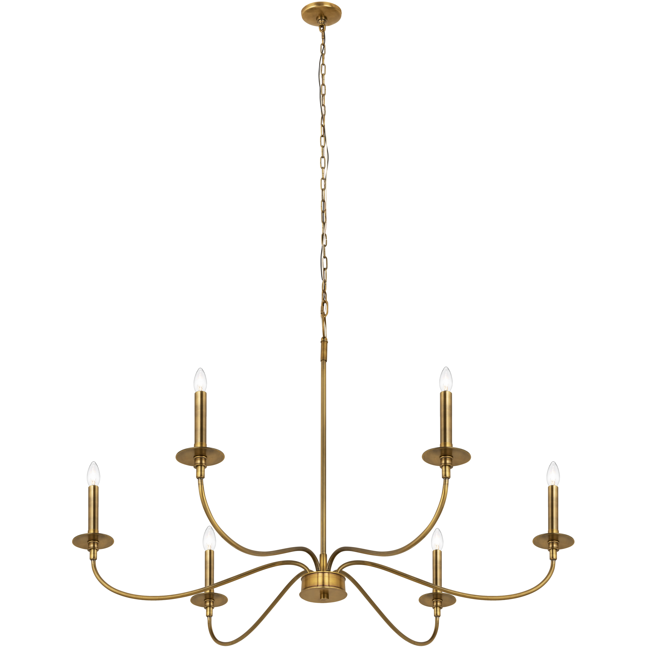 Arrington 6 Light 42 inch Rubbed Brass Chandelier Ceiling Light