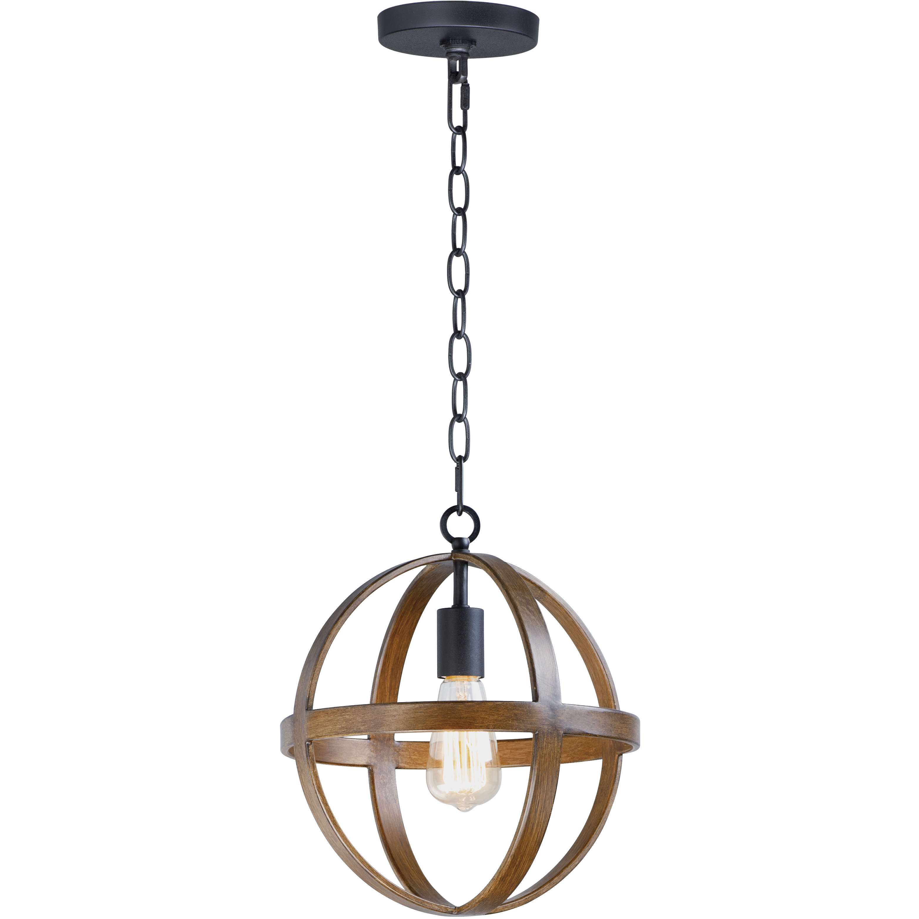 Compass 1 Light 12 inch Antique Pecan and Black Single Pendant Ceiling Light