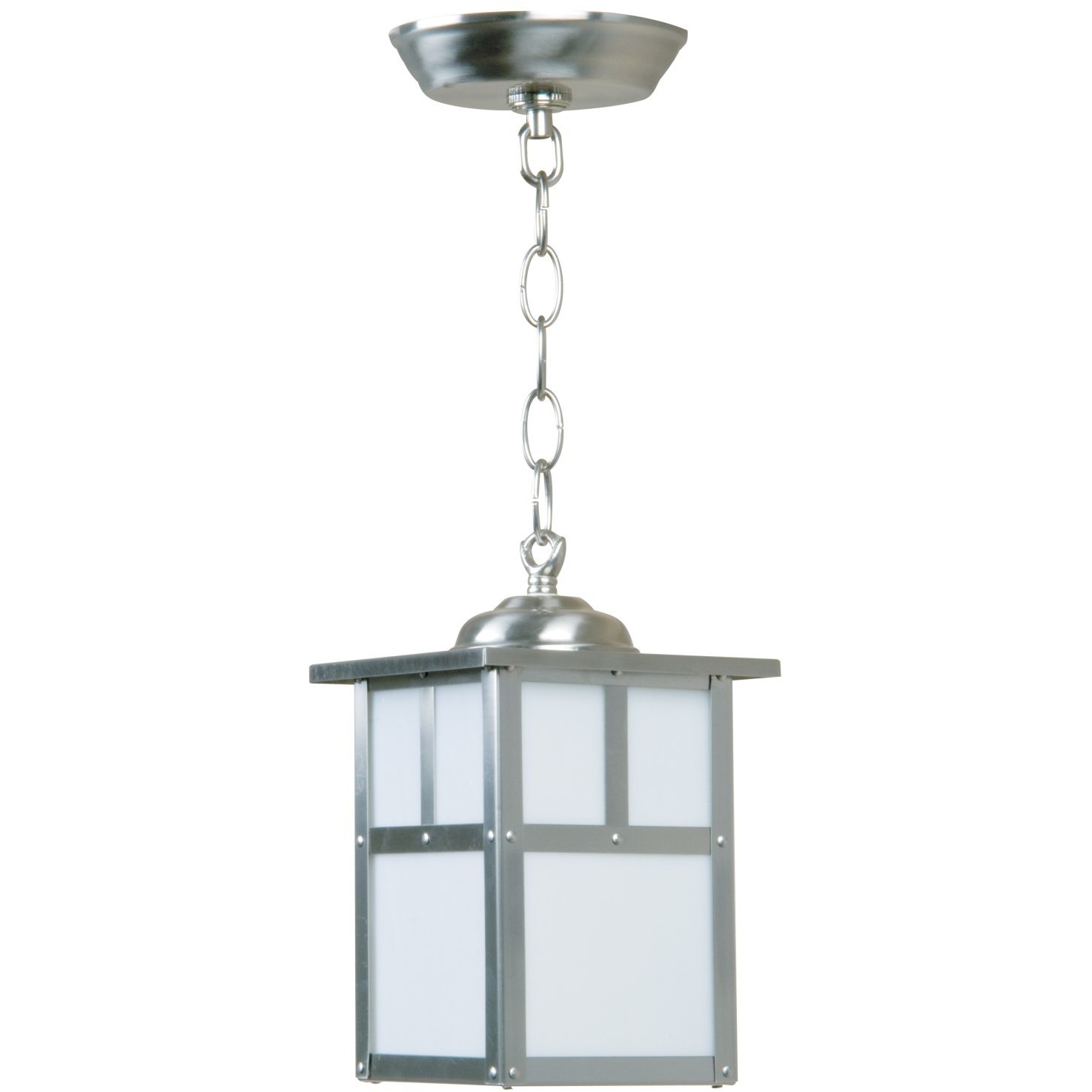 Mission 1 Light 6 inch Stainless Steel Outdoor Pendant in Clear Seeded