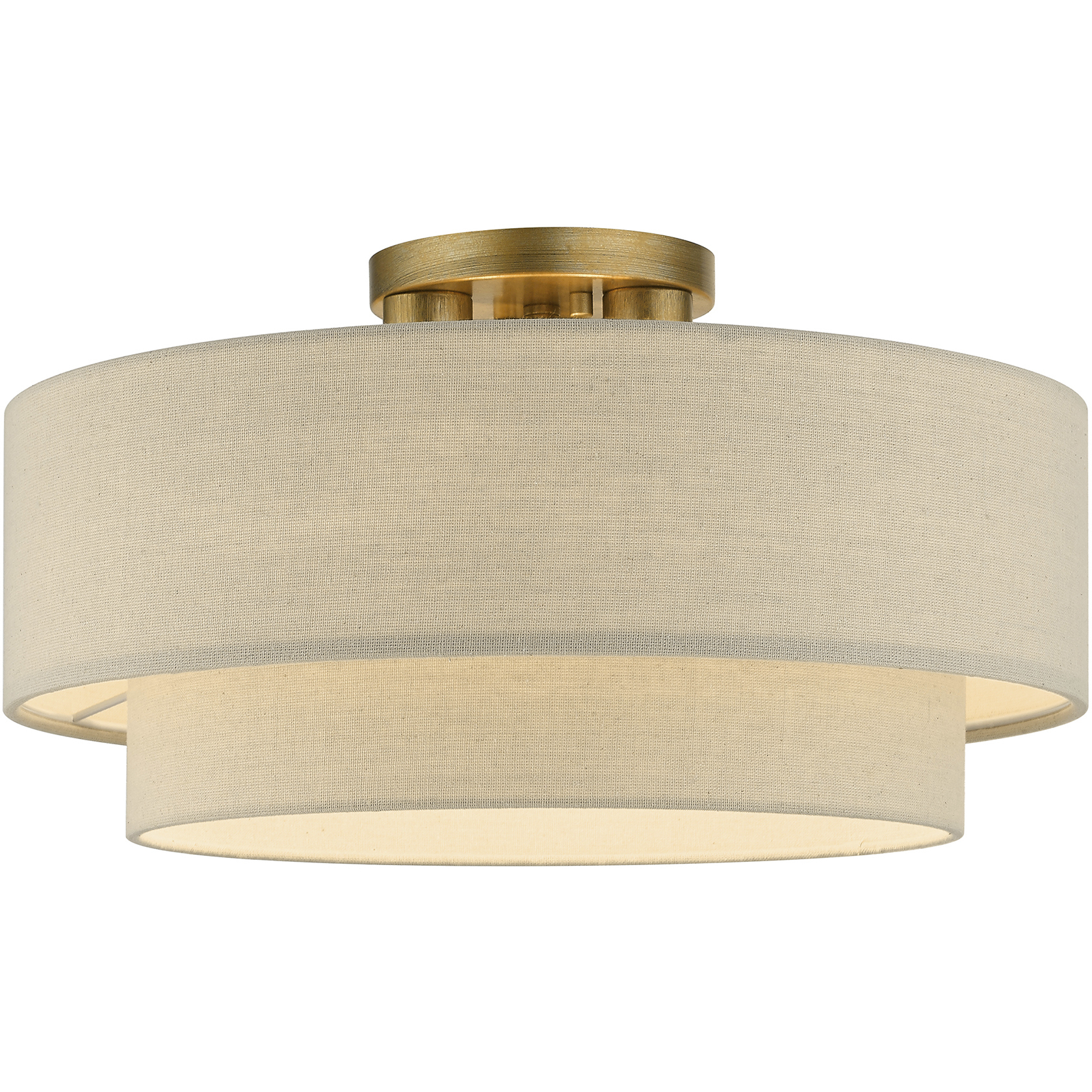 Bellingham 3 Light 18 inch Antique Gold Leaf Semi Flush Mount Ceiling Light, Large
