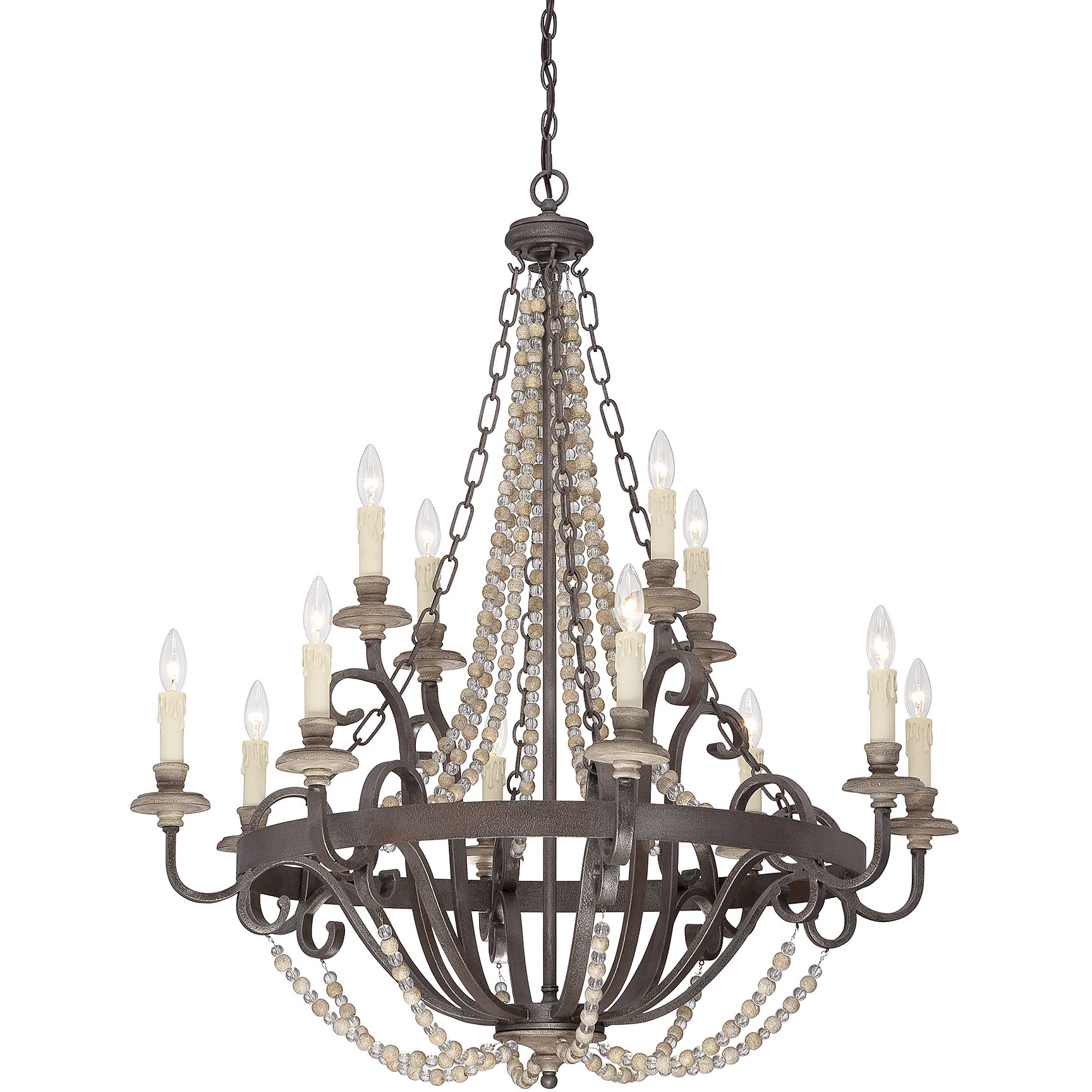 Menard 12 Light 38 inch Fossil Stone Chandelier Ceiling Light, 10ft of chain 12ft  wire