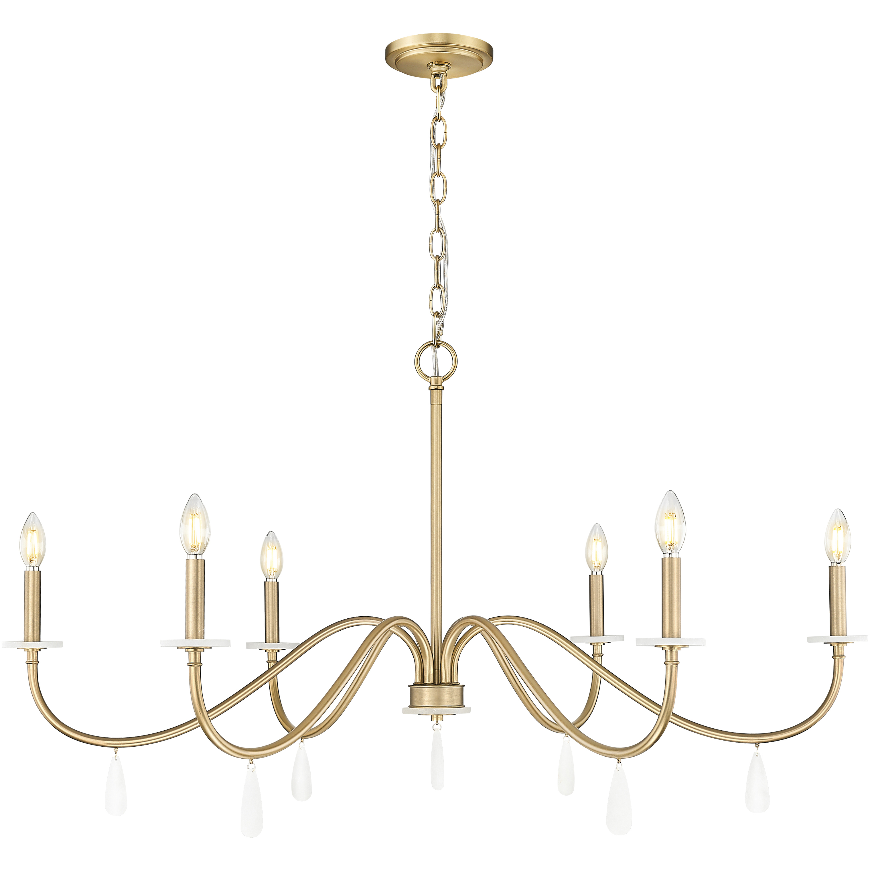 Toussant 6 Light 45 inch Modern Gold Chandelier Ceiling Light