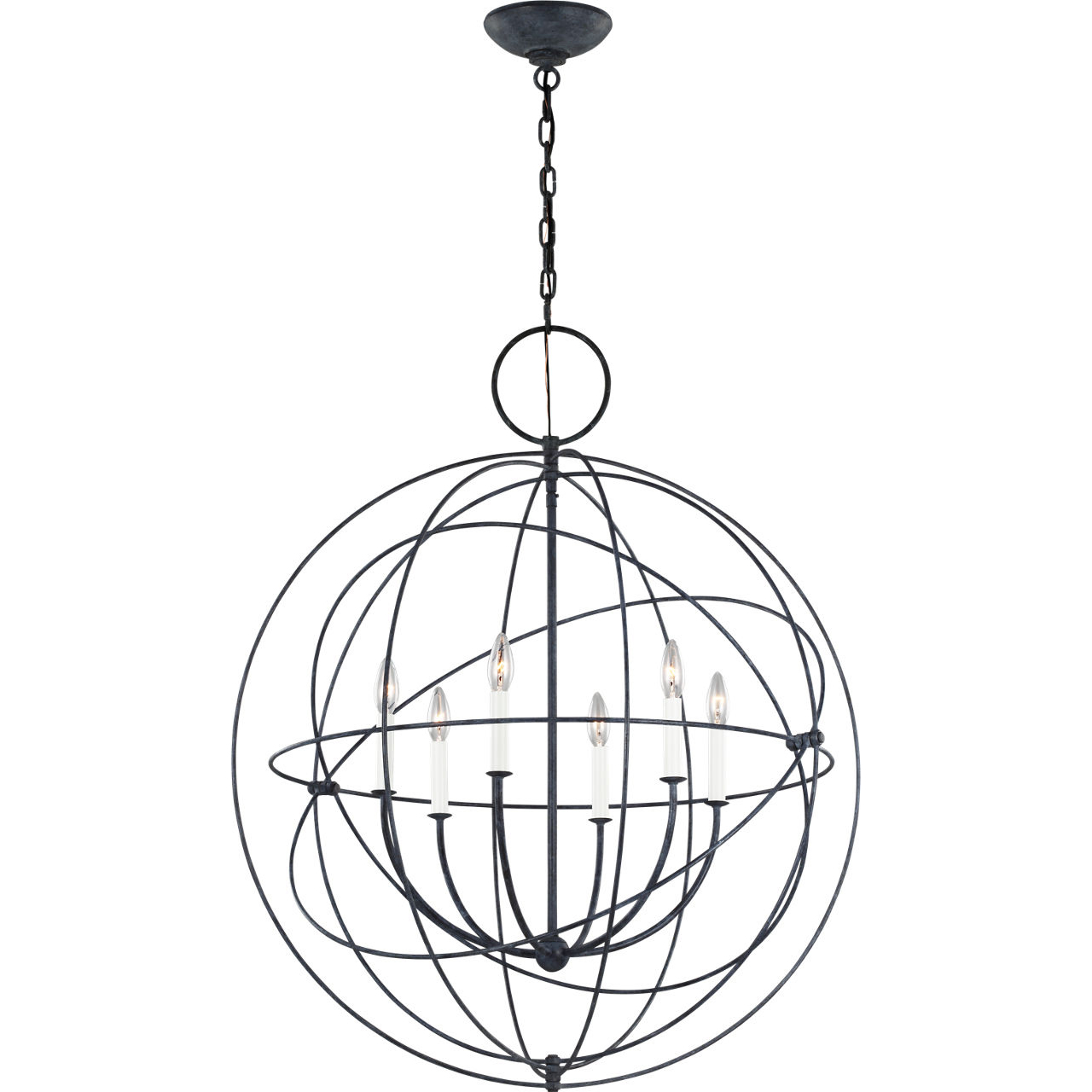 C&M by Chapman & Myers Bayberry 6 Light 31.88 inch Weathered Galvanized Pendant Ceiling Light