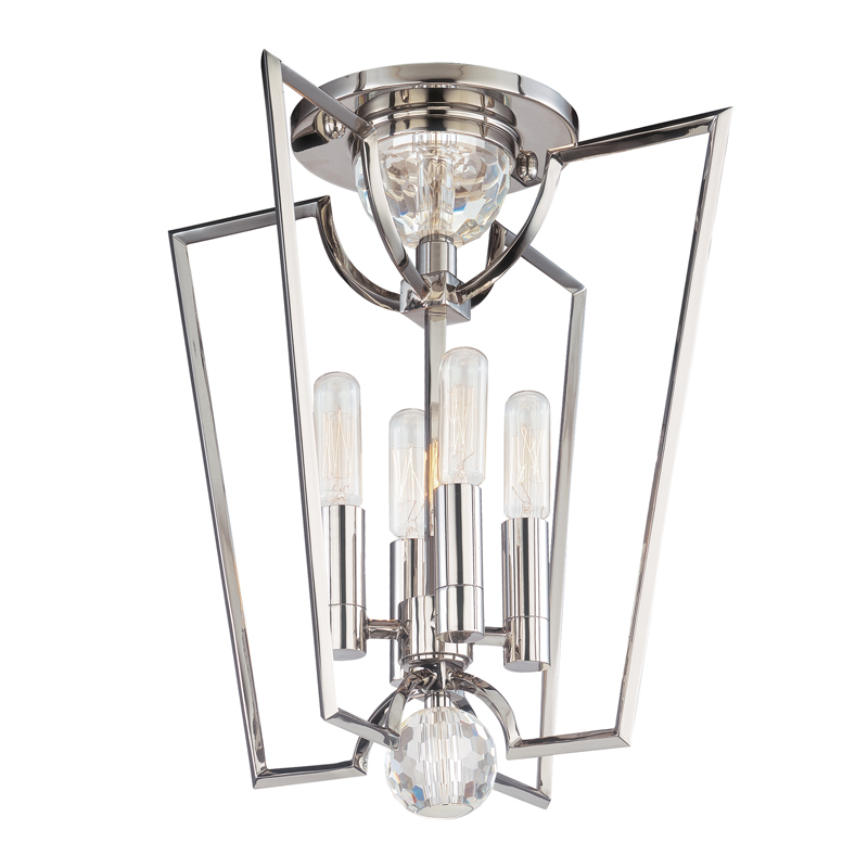 Waterloo 4 Light 13 inch Polished Nickel Semi Flush Ceiling Light
