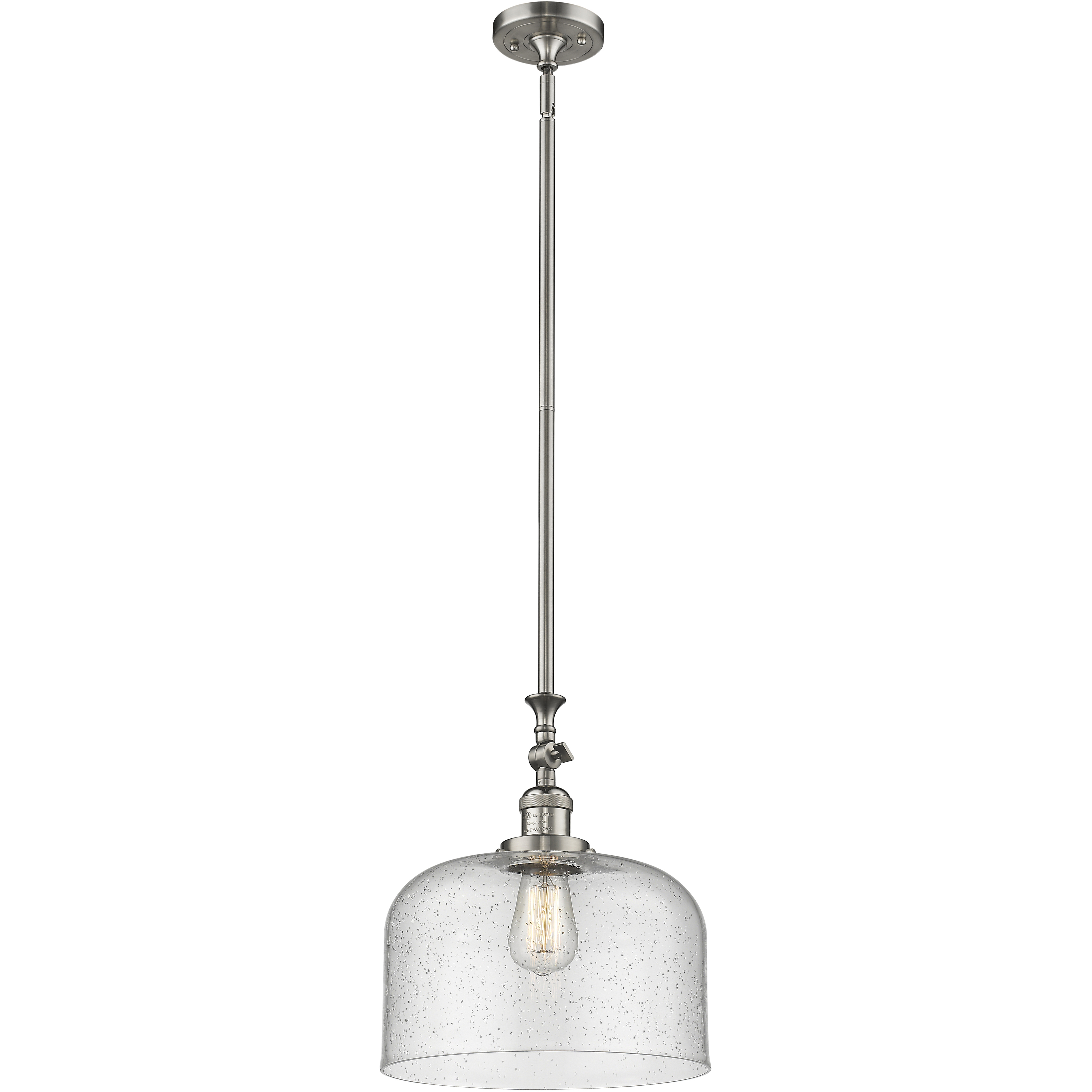 Franklin Restoration Bell 1 Light 12 inch Brushed Satin Nickel Mini Pendant Ceiling Light in Incandescent, Seedy, Franklin Restoration