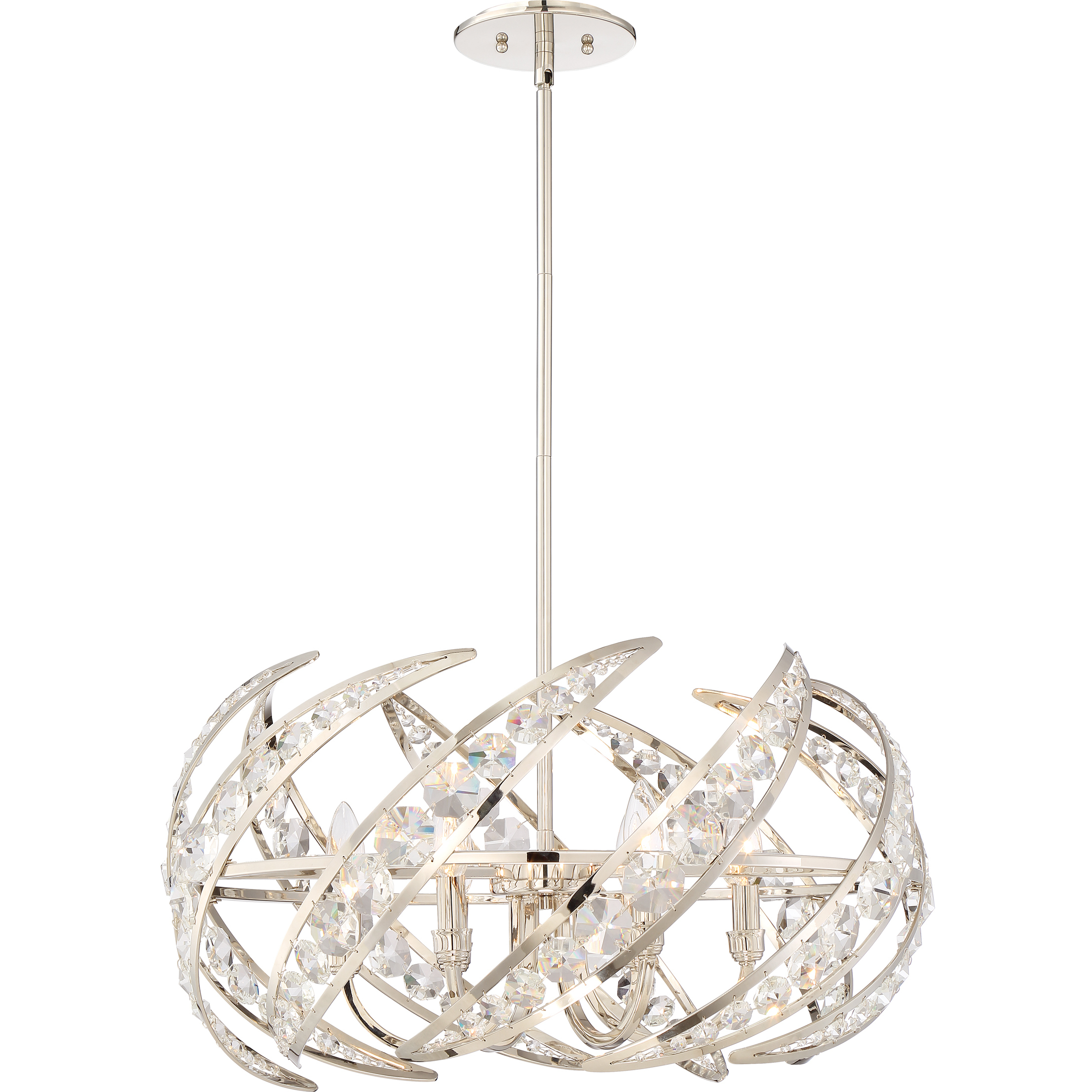 Crescent 6 Light 24.5 inch Polished Nickel Pendant Ceiling Light