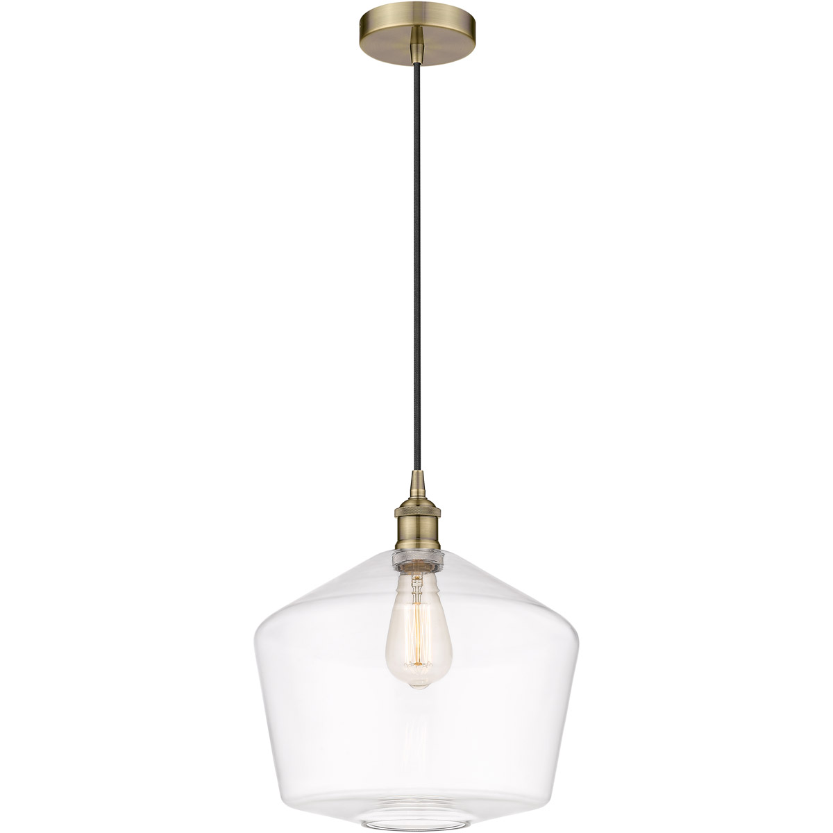 Edison Cindyrella 1 Light 12 inch Antique Brass Mini Pendant Ceiling Light