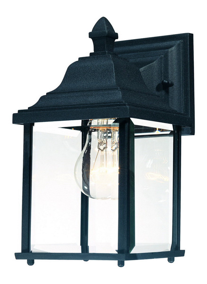 Charleston 1 Light 11 inch Black Exterior Wall Lantern in Beveled